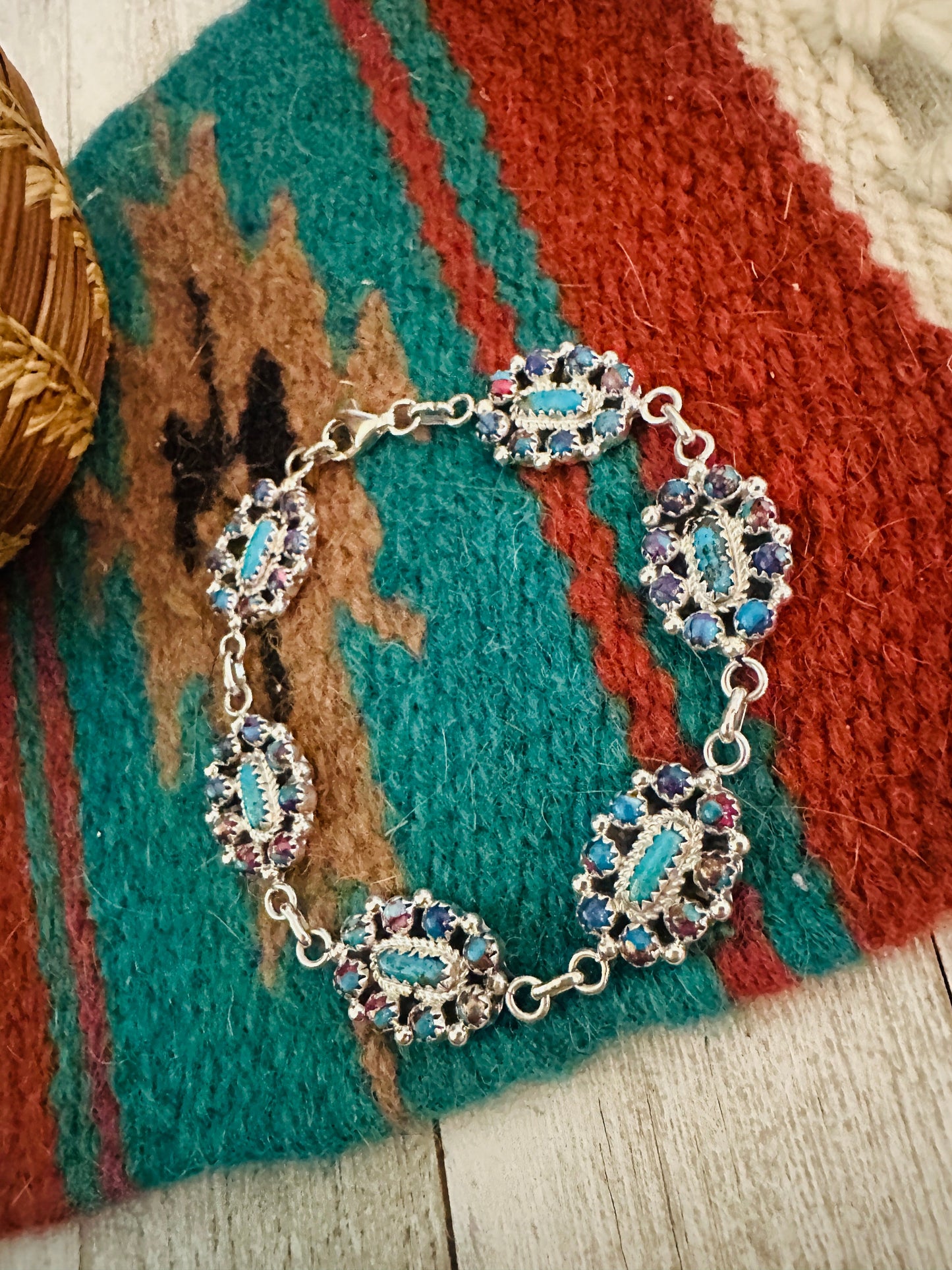 Handcrafted Pink Dream Mojave & Sterling Silver Link Bracelet