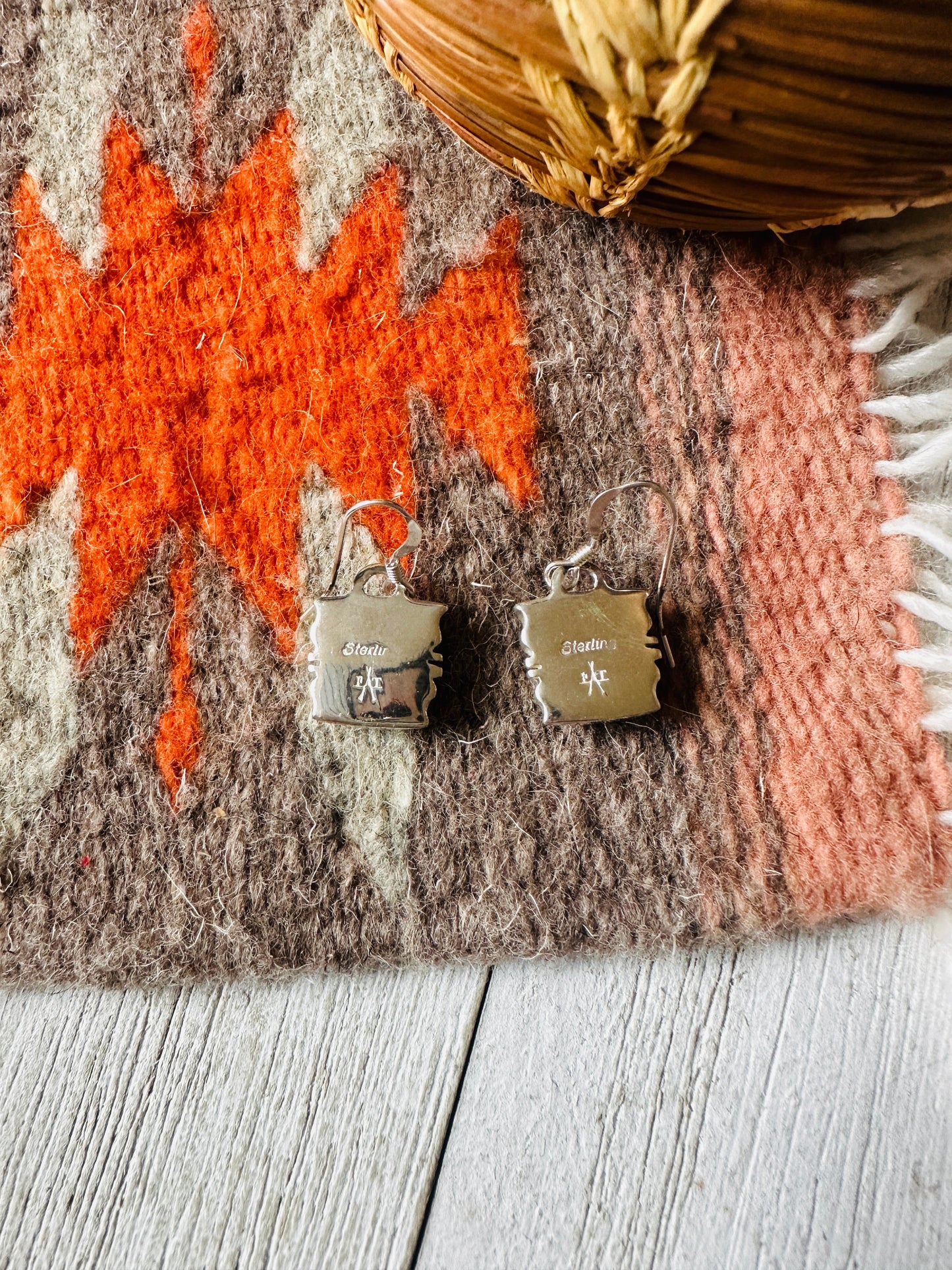 Handcrafted Sterling Silver & Multi Stone Inlay Dangle Earrings