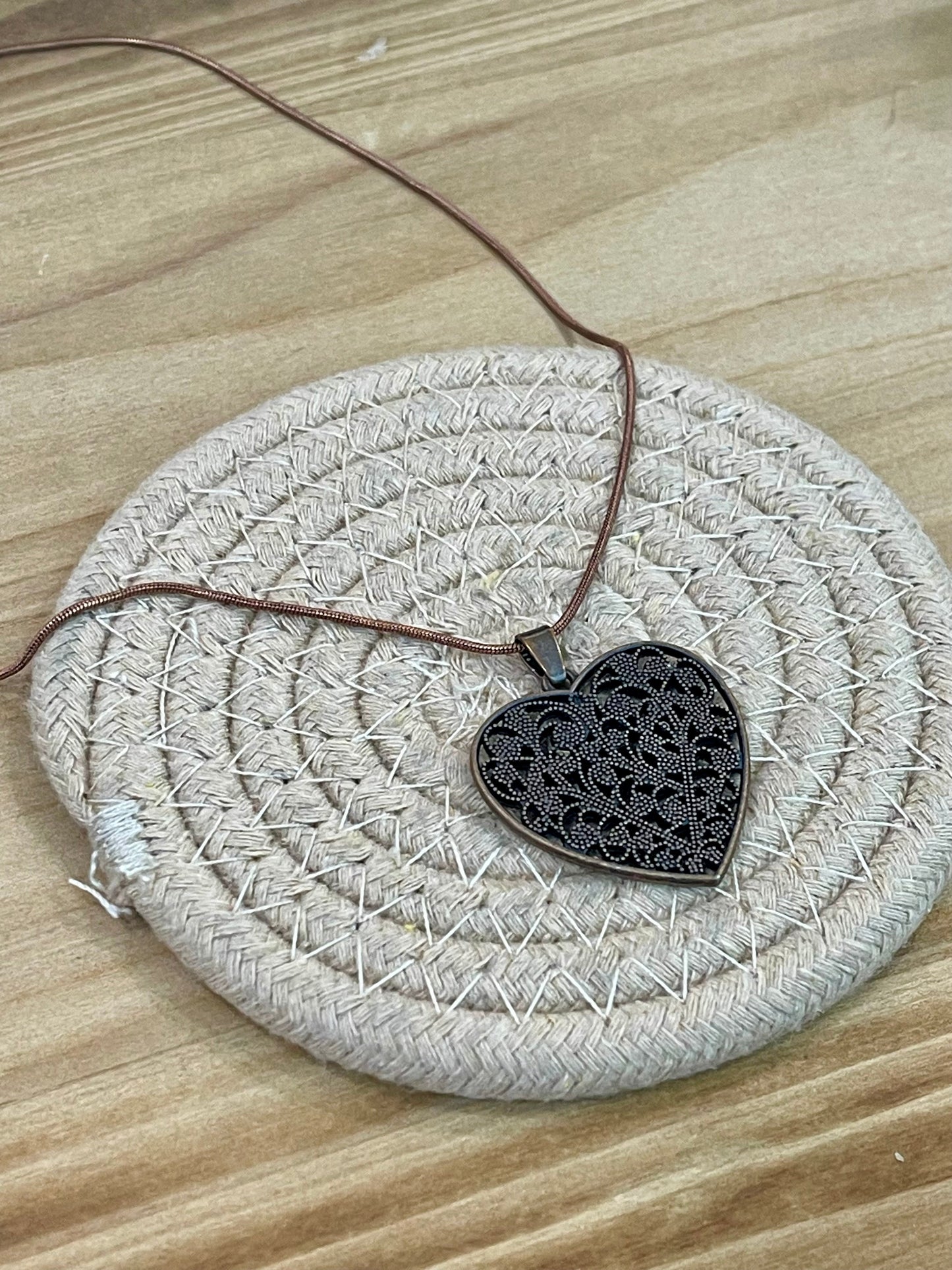 Vintage Handmade Copper Heart Necklace