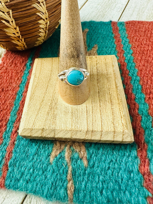 Handcrafted Sterling Silver & Turquoise Ring Size 9