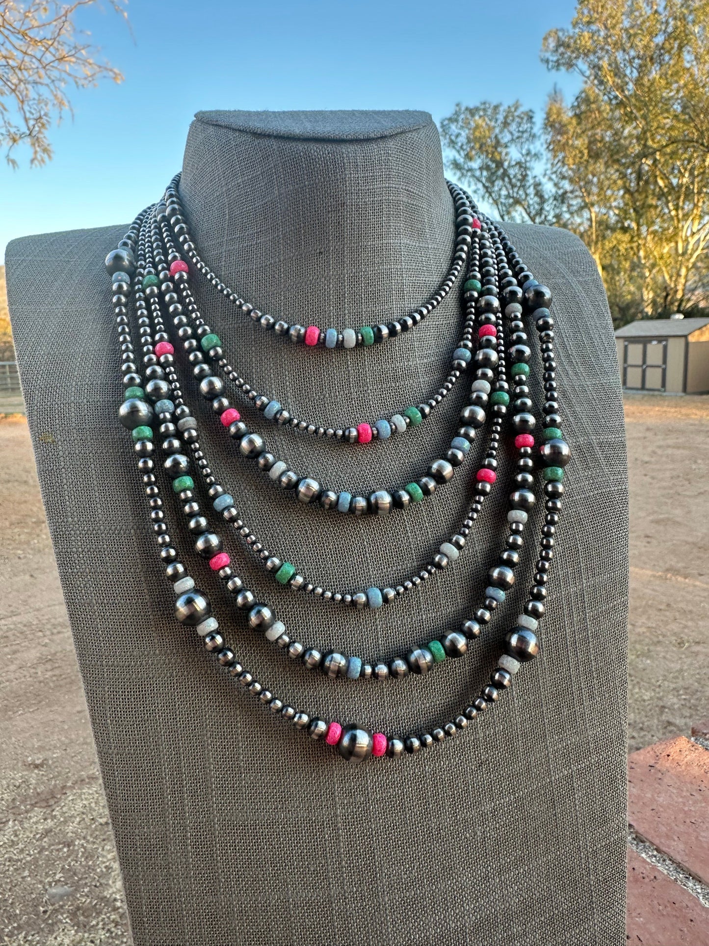 Handcrafted Pearl Sterling Silver Sherbet Opal Necklaces