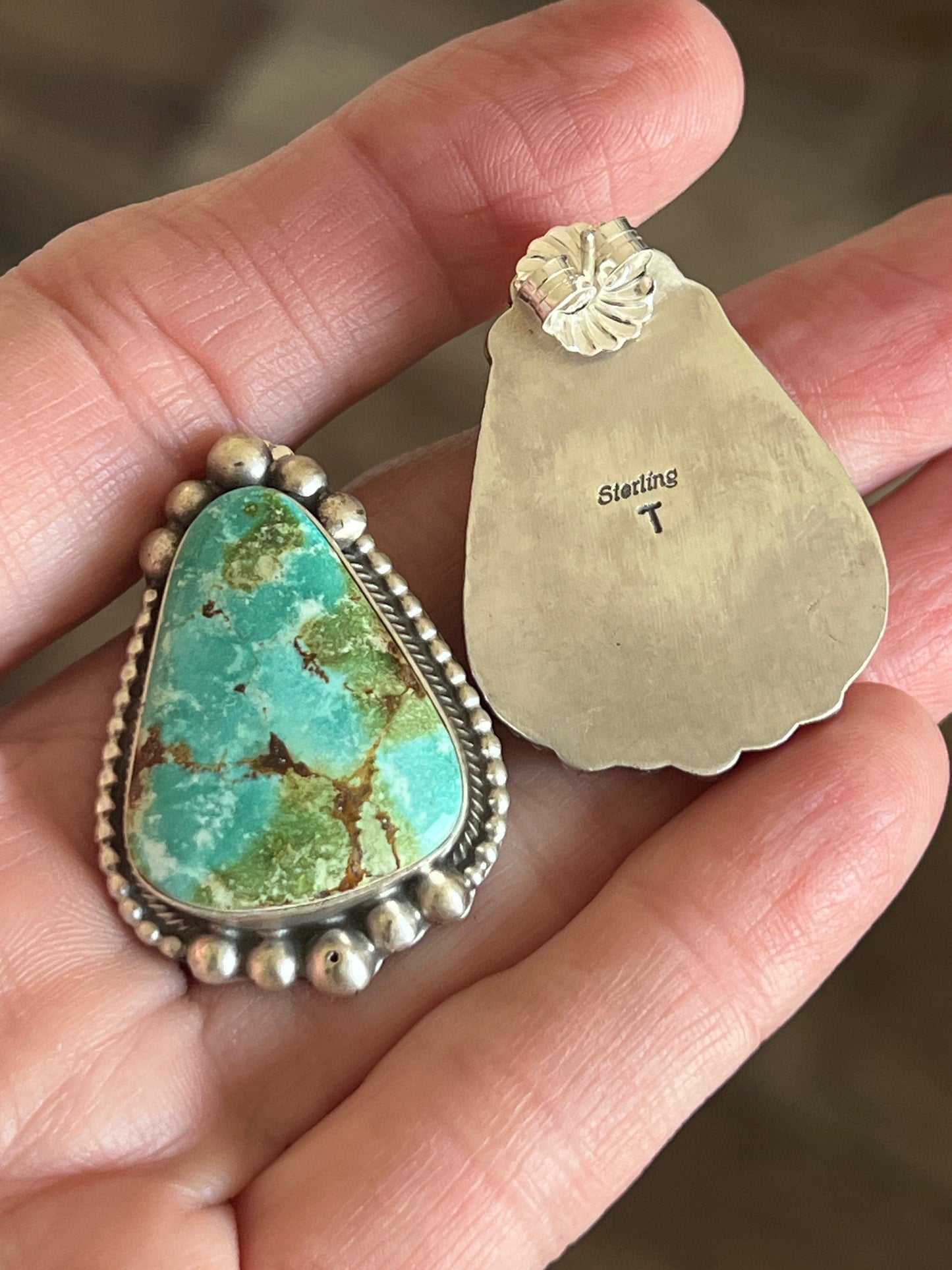 Massive Handcrafted Sterling Silver and Sonoran Mountain Turquoise Statement Necklace with Earrings by Talila Benally