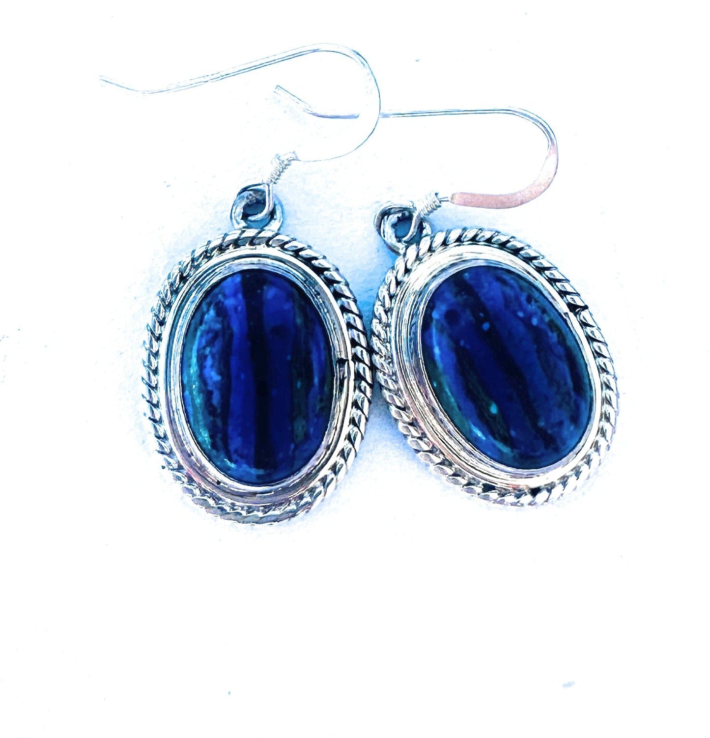 Handcrafted Rainbow Calsilica & Sterling Silver Oval Dangle Earrings
