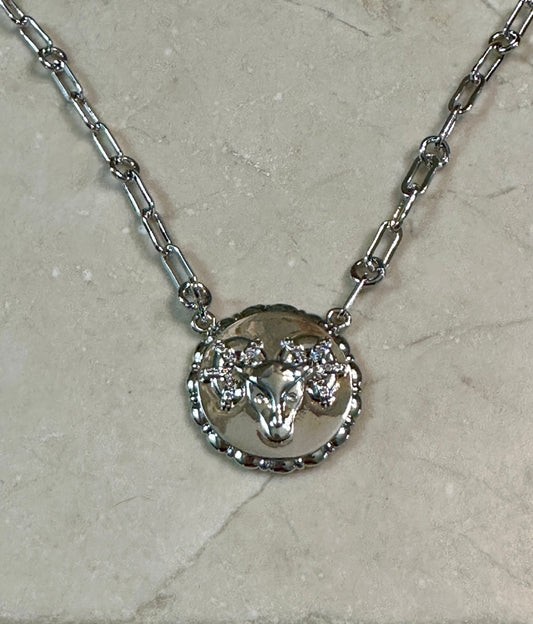 Bold CZ Zodiac Link Aries Necklace