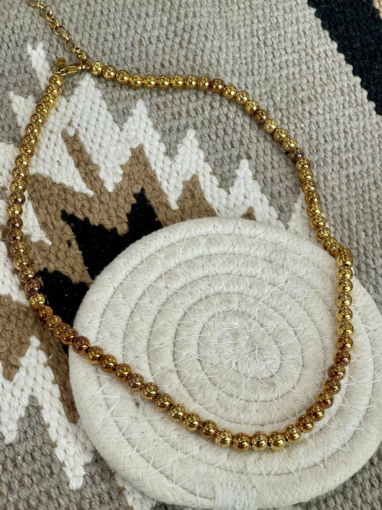 Vintage Handmade Copper Beaded Necklace