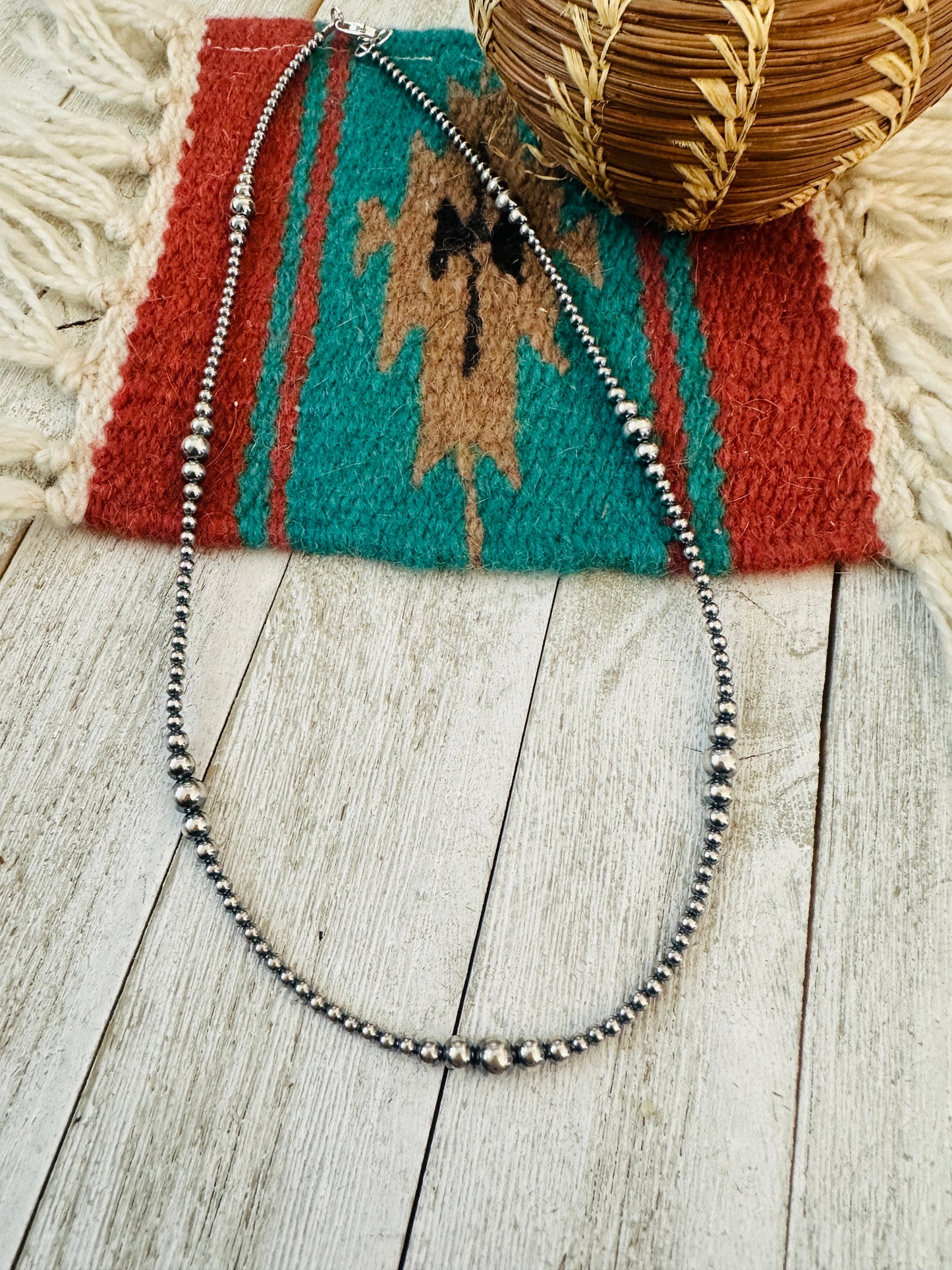 Handcrafted Sterling Silver Pearl Beaded 20”Necklace
