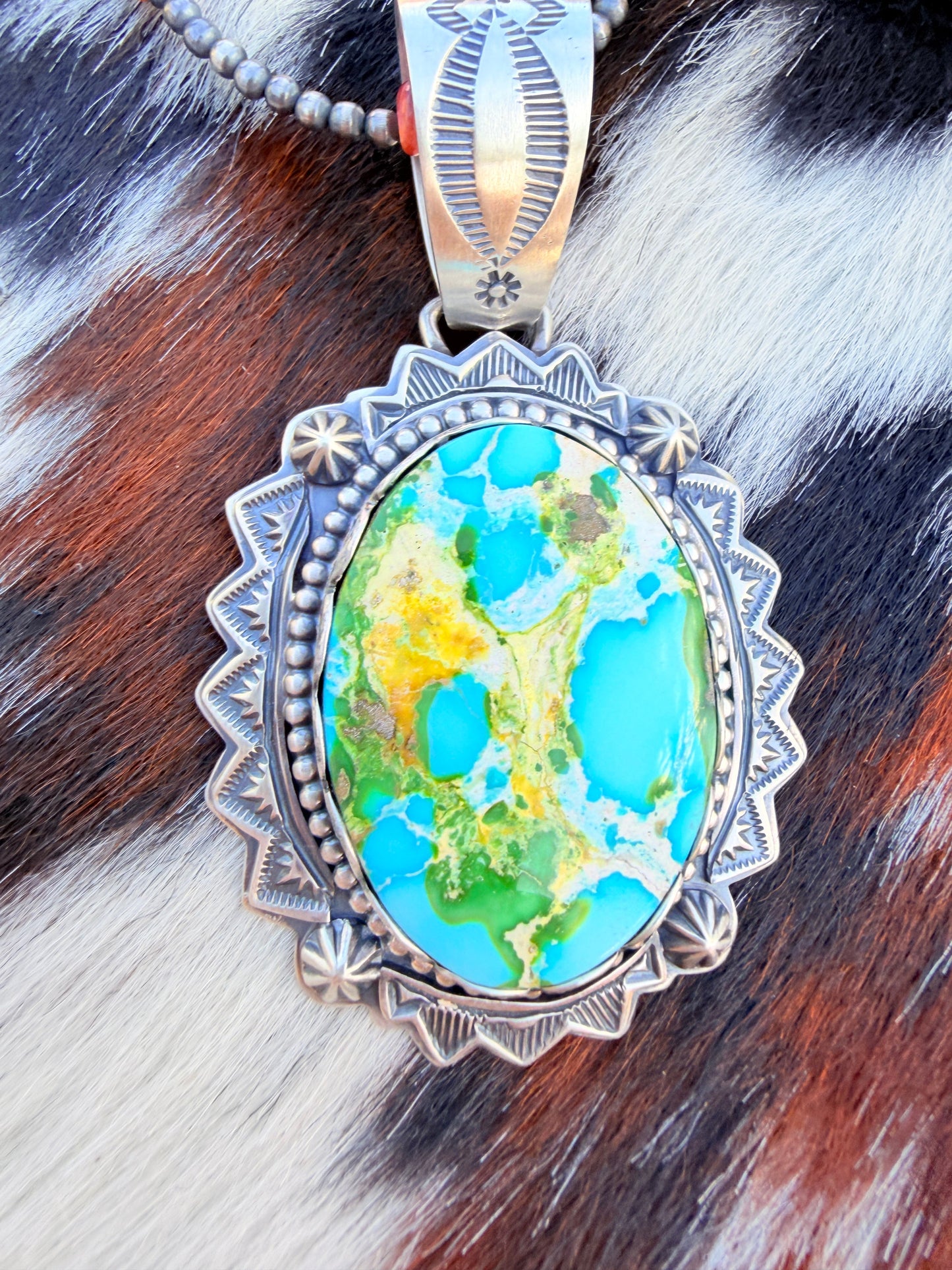Handcrafted Sterling Silver and Sonoran Mountain Turquoise Pendant by Randy Boyd