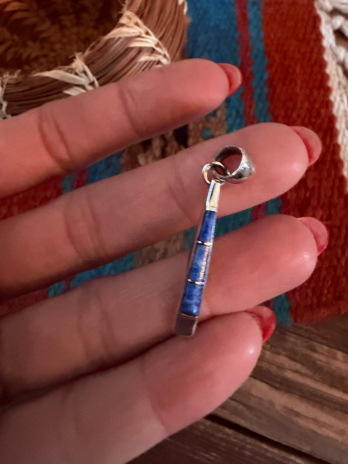 Handcrafted Sterling Silver & Lapis Inlay Pendant
