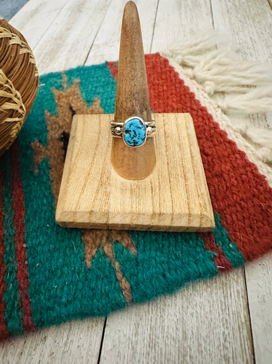 Navajo Kingman Turquoise & Sterling Silver Ring Size 8