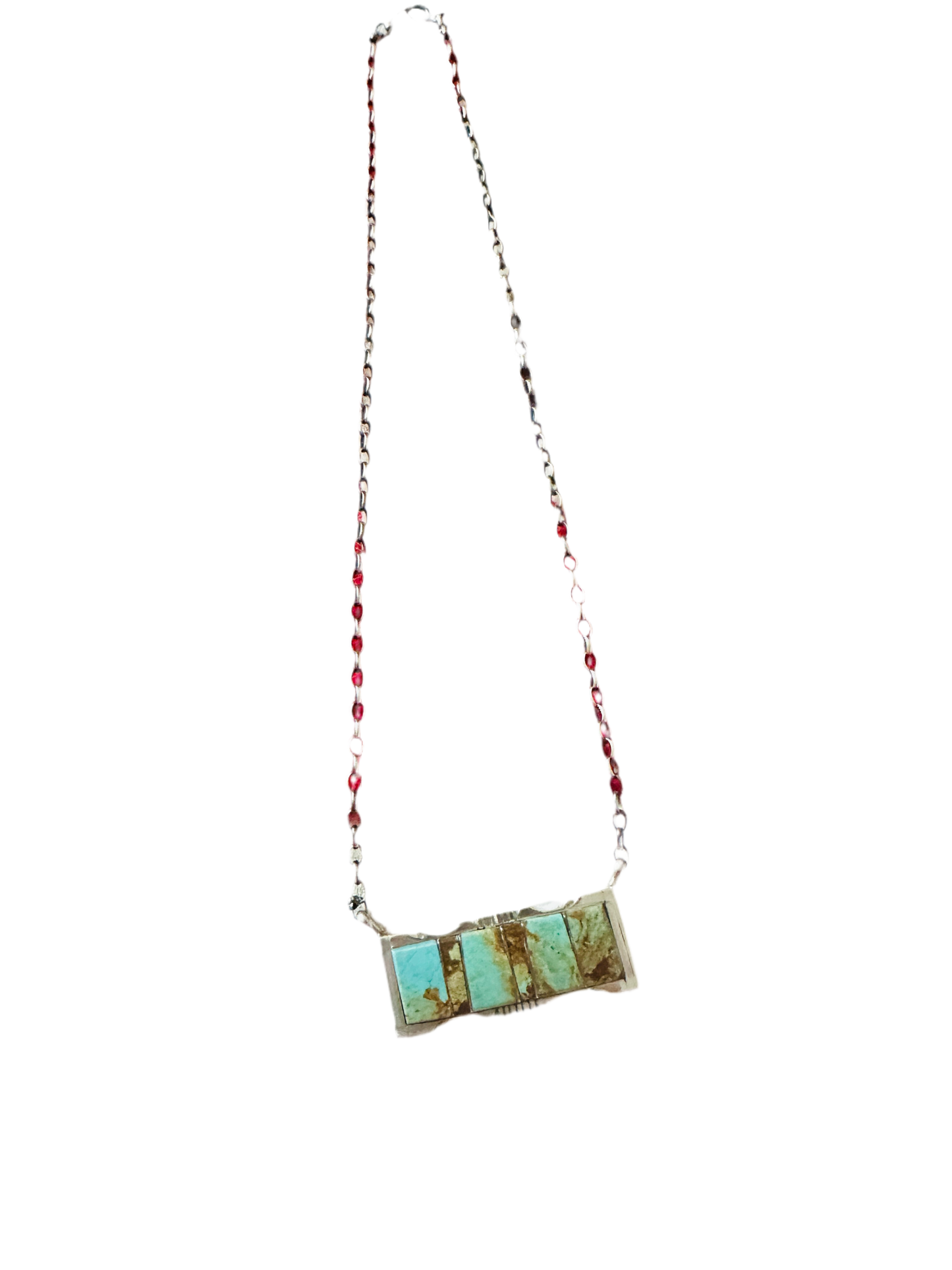 Handcrafted Turquoise & Sterling Silver Inlay Bar Necklace