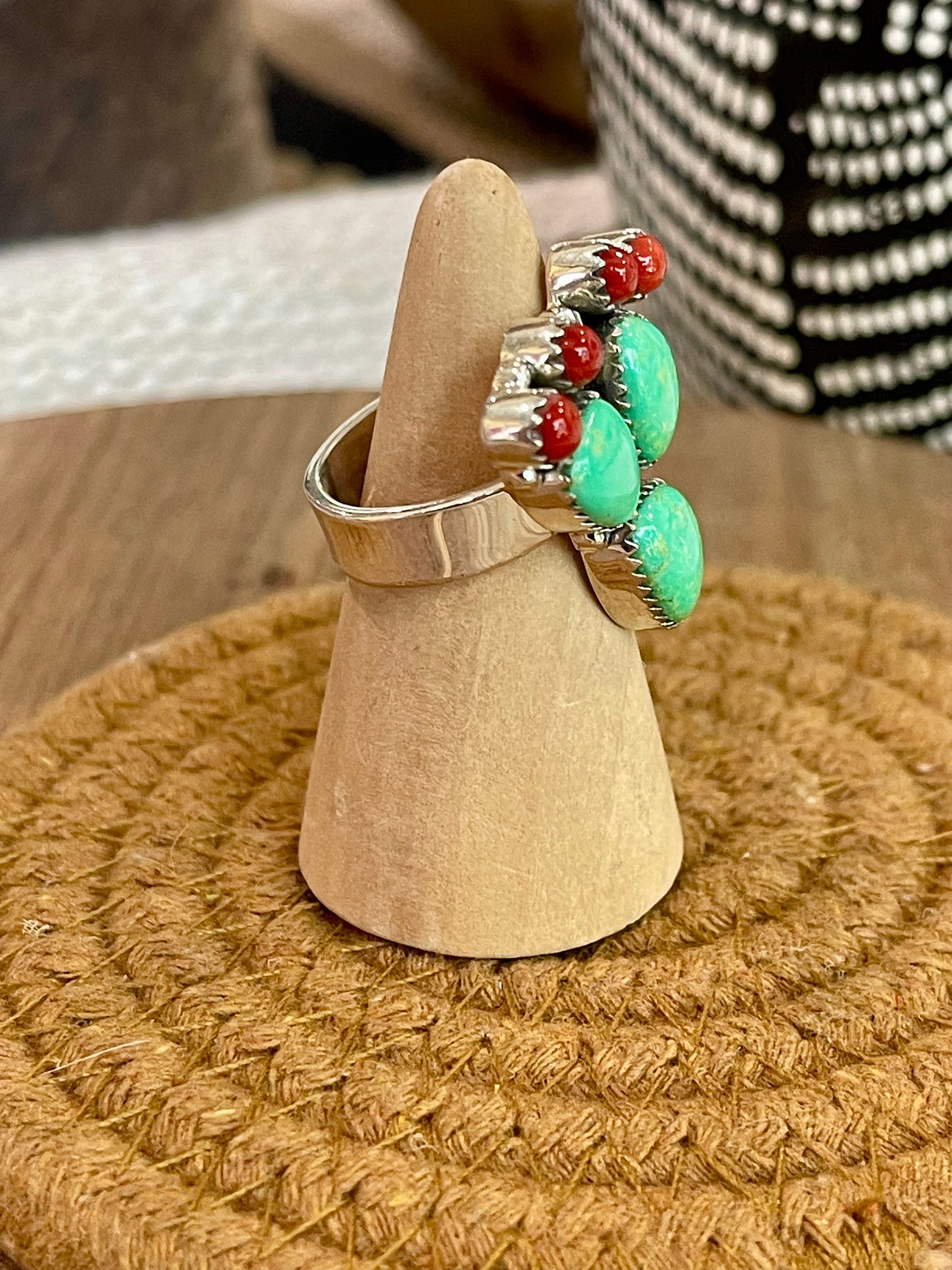 Beautiful Handmade Sterling Silver & Kingman Turquoise Adjustable Ring