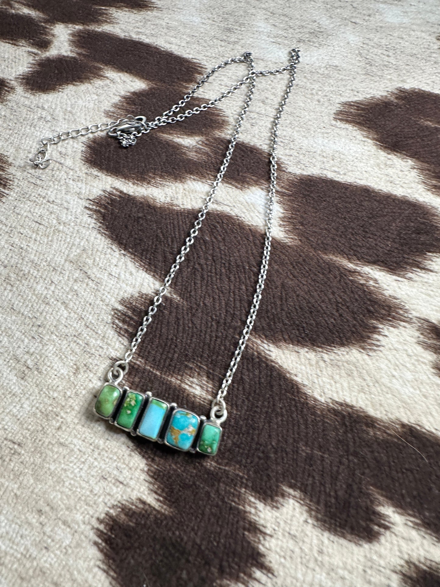 Handmade Sterling Silver & Sonoran Mountain Turquoise Bar Necklace