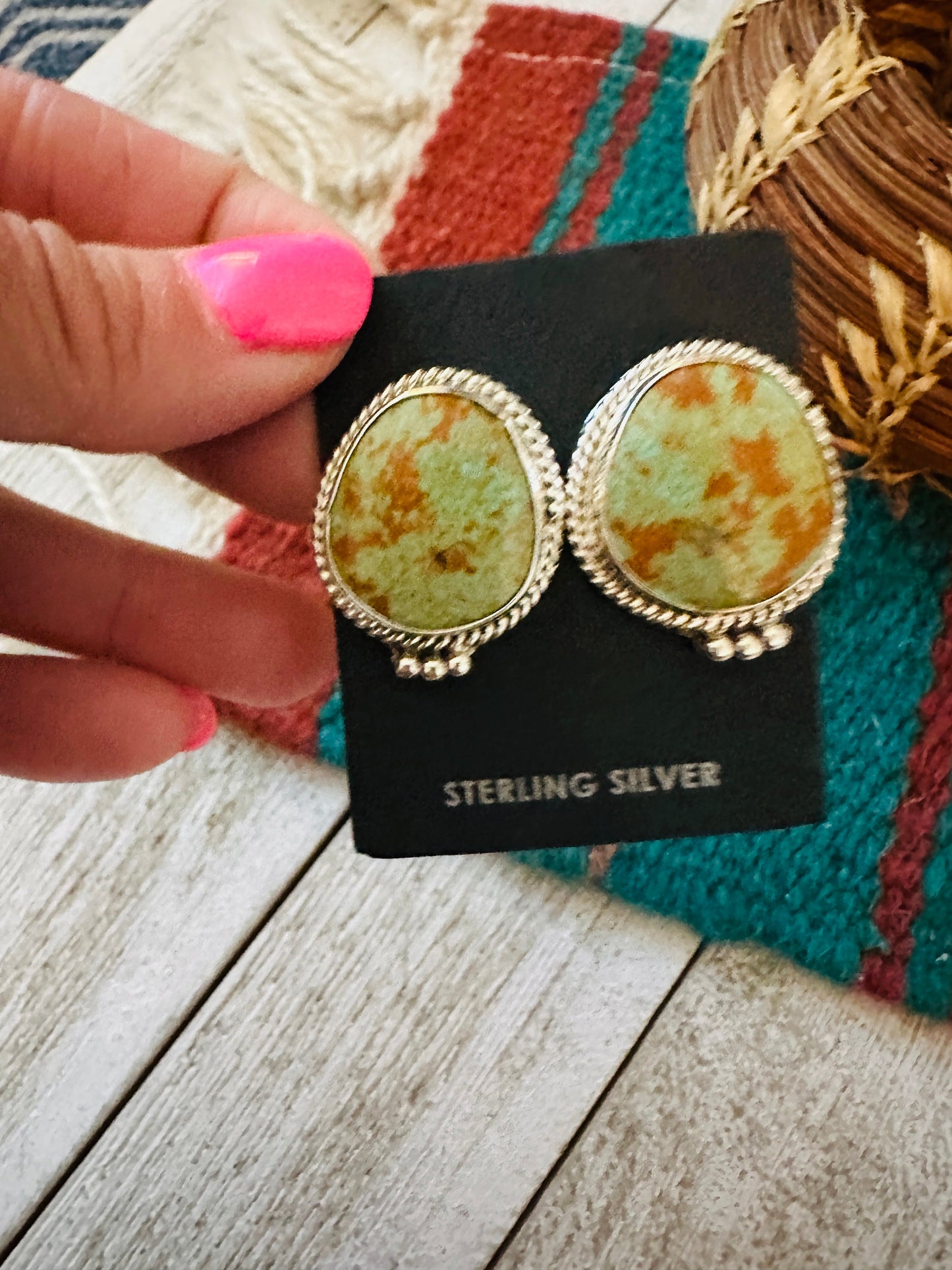 Handcrafted Turquoise & Sterling Silver Post Earrings