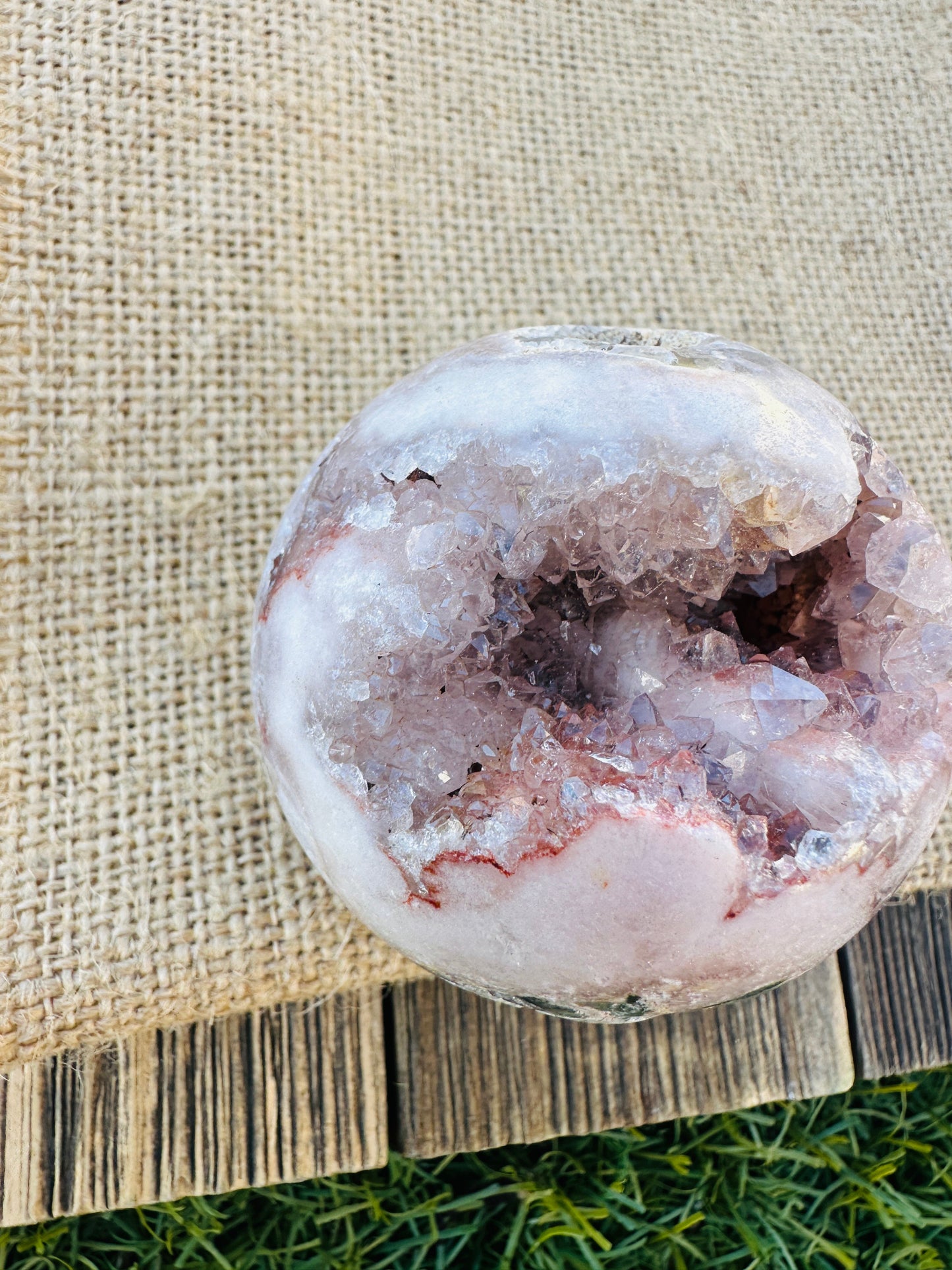 Nizhoni Crystals ✨  Pink Amethyst Geode Sphere