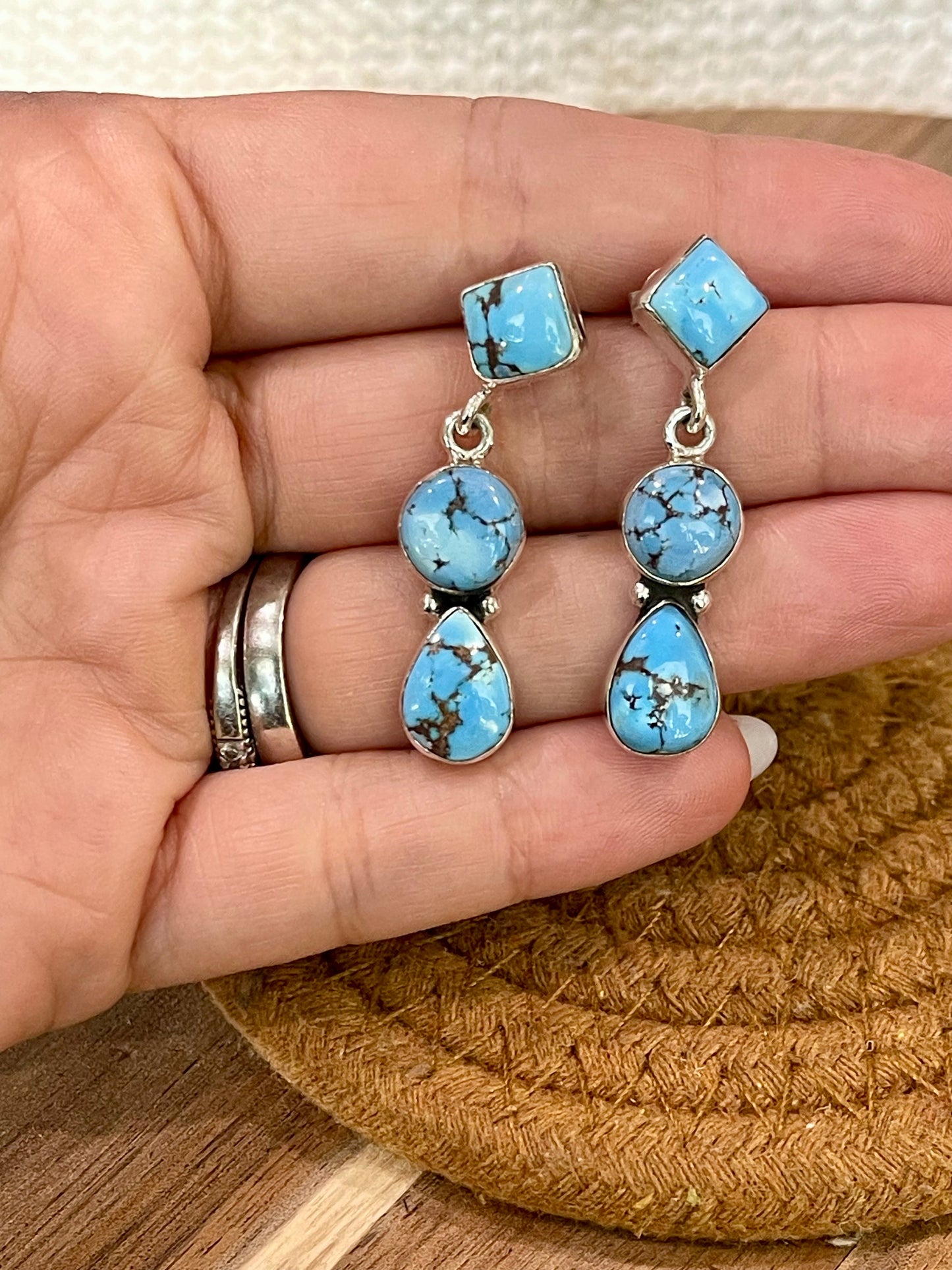 Handcrafted Sterling Silver & Golden Hills Post Dangle Earrings