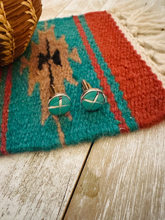 Handcrafted Sterling Silver & Turquoise Inlay Cuff Links