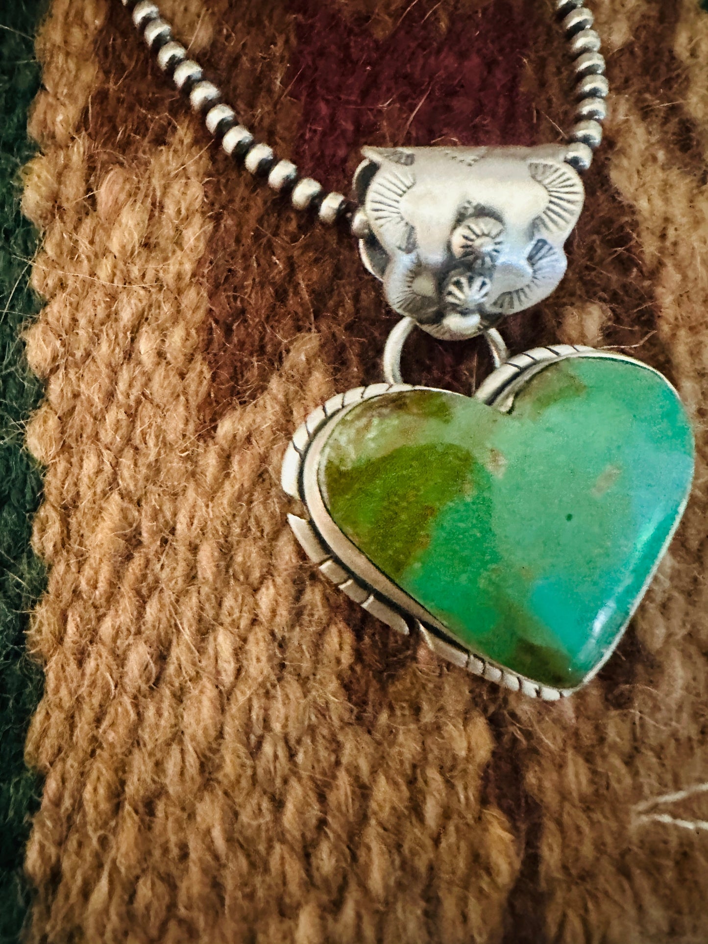 Handmade Turquoise & Sterling Silver Heart Pendant
