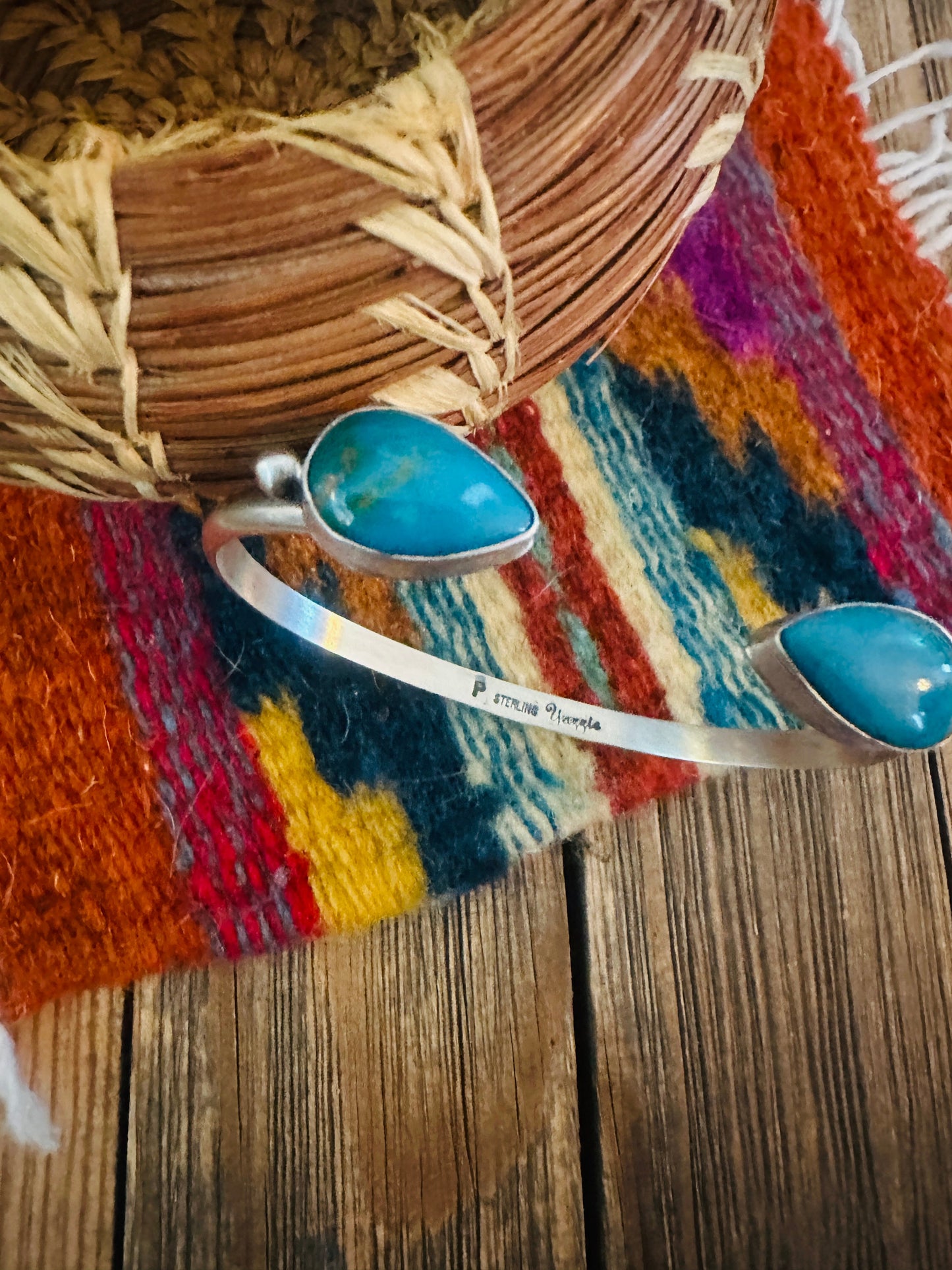 Handcrafted Turquoise & Sterling Silver Floating Cuff Bracelet