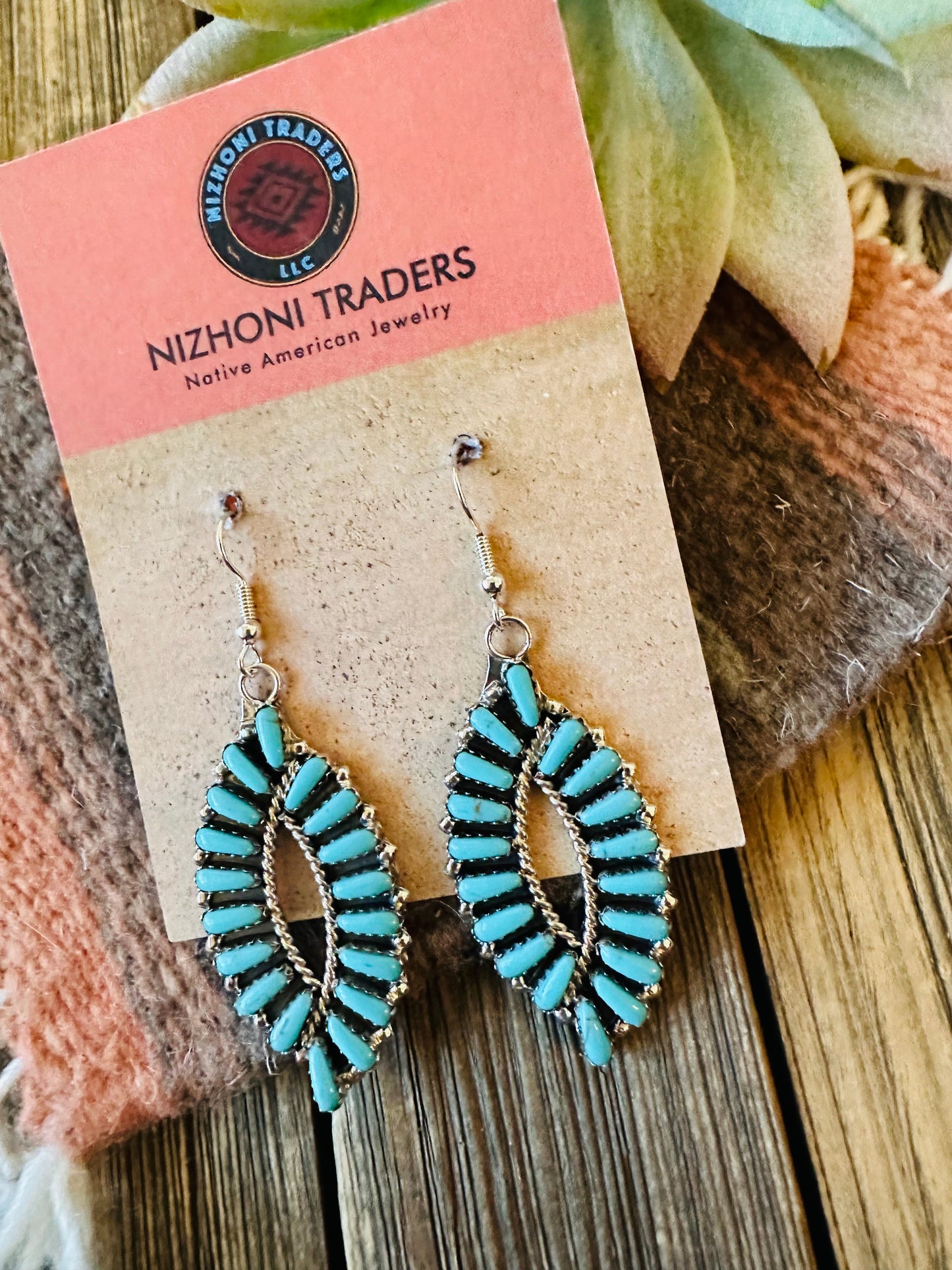 Handcrafted Sterling Silver & Turquoise Fishtail Dangle Earrings