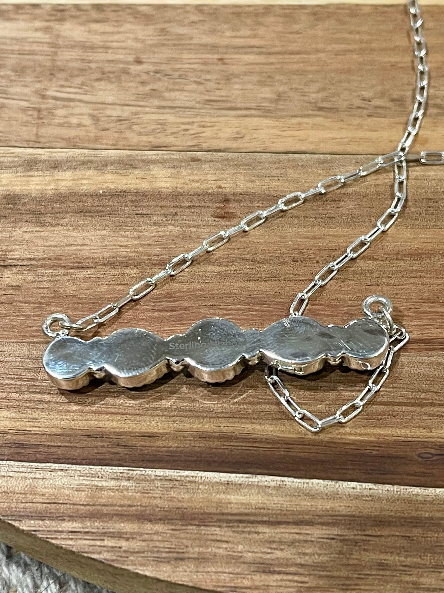 Beautiful Handmade Sterling Silver , Turquoise & Druzy Bar Necklace
