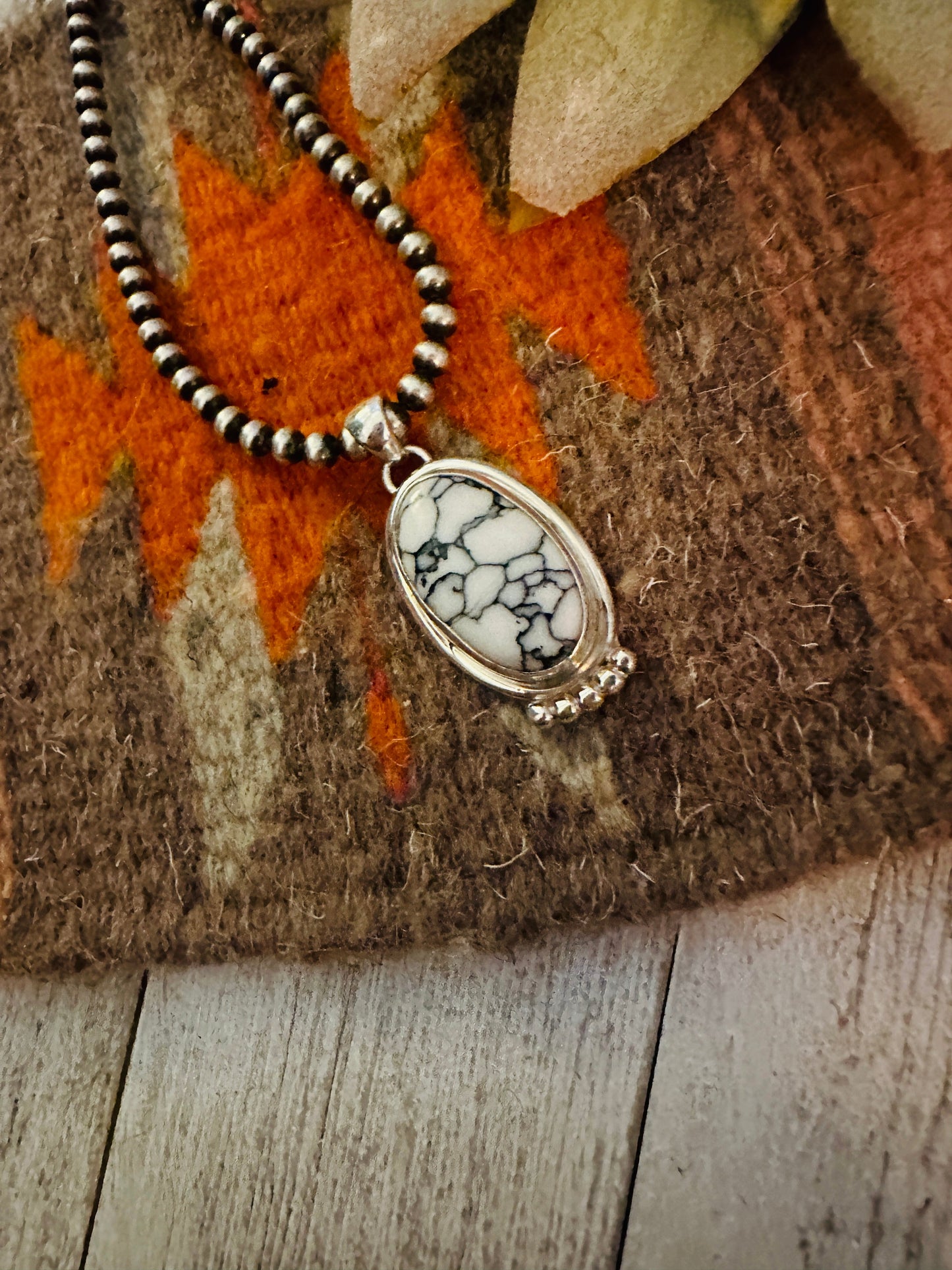 Handcrafted Howlite & Sterling Silver Pendant