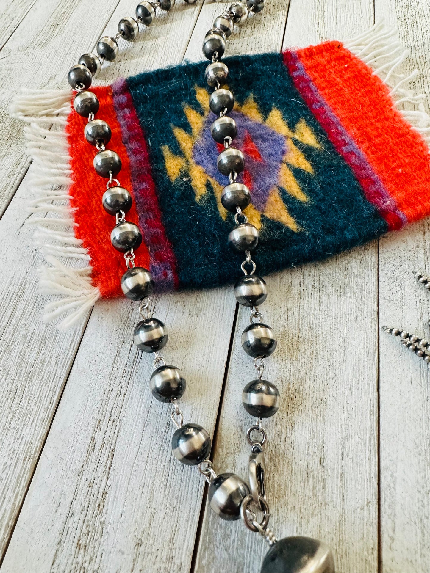Handcrafted Sterling Silver Beaded Tassel Blossom Necklace