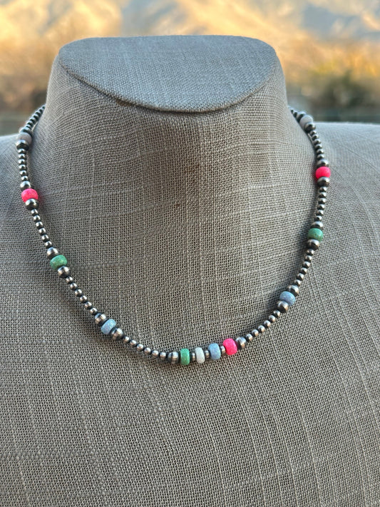 Handcrafted Pearl Sterling Silver Sherbet Opal Necklaces