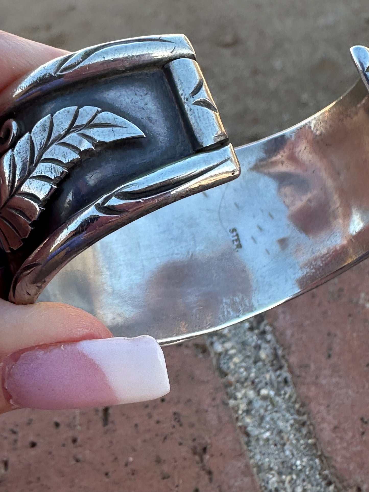 Estate Collection Old Pawn Handcrafted Sterling Silver & Natural Kingman 3 Stone Turquoise Cuff Bracelet /