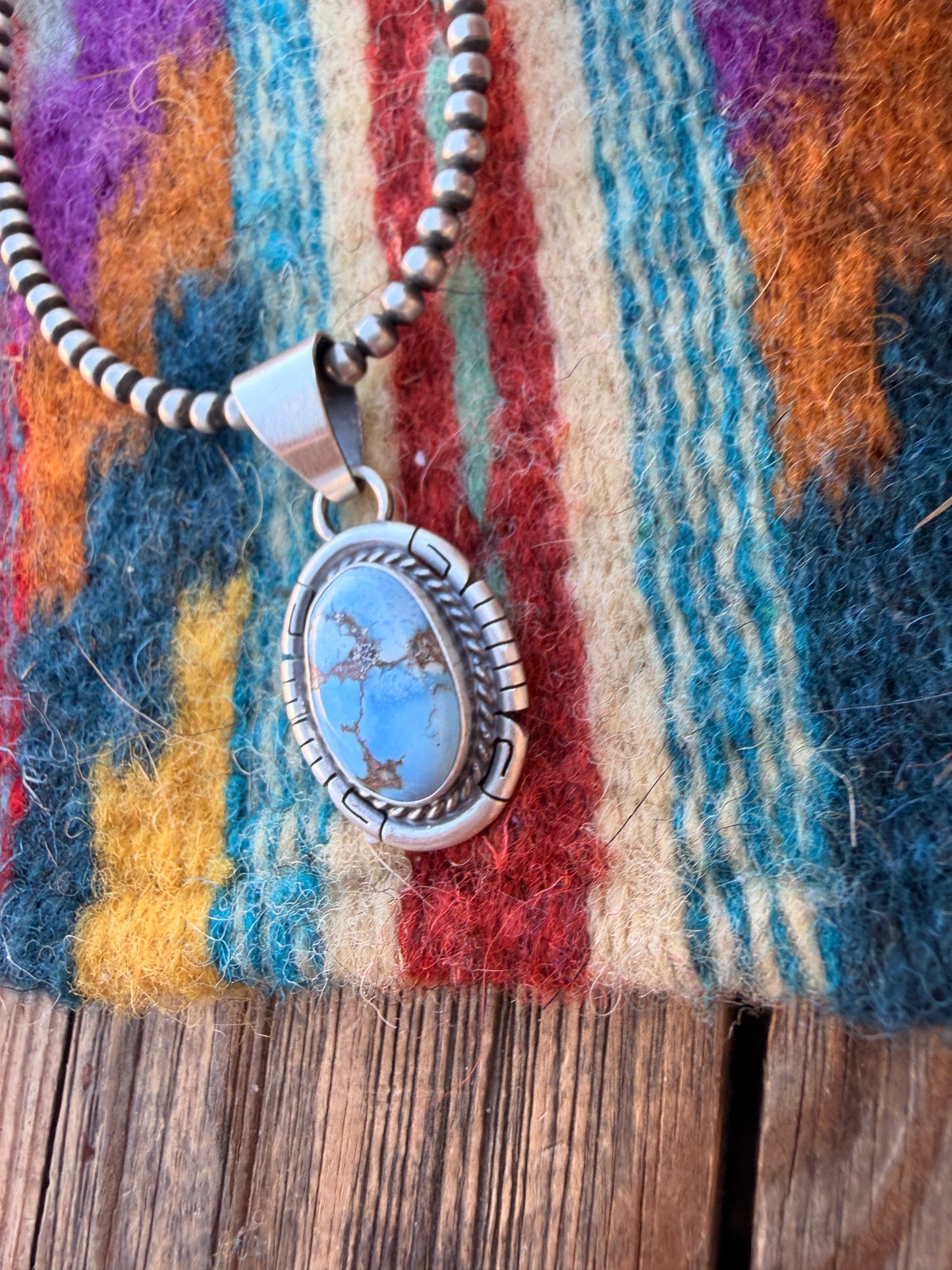 Handcrafted Sterling Silver & Golden Hills Turquoise Pendant by David Skeets
