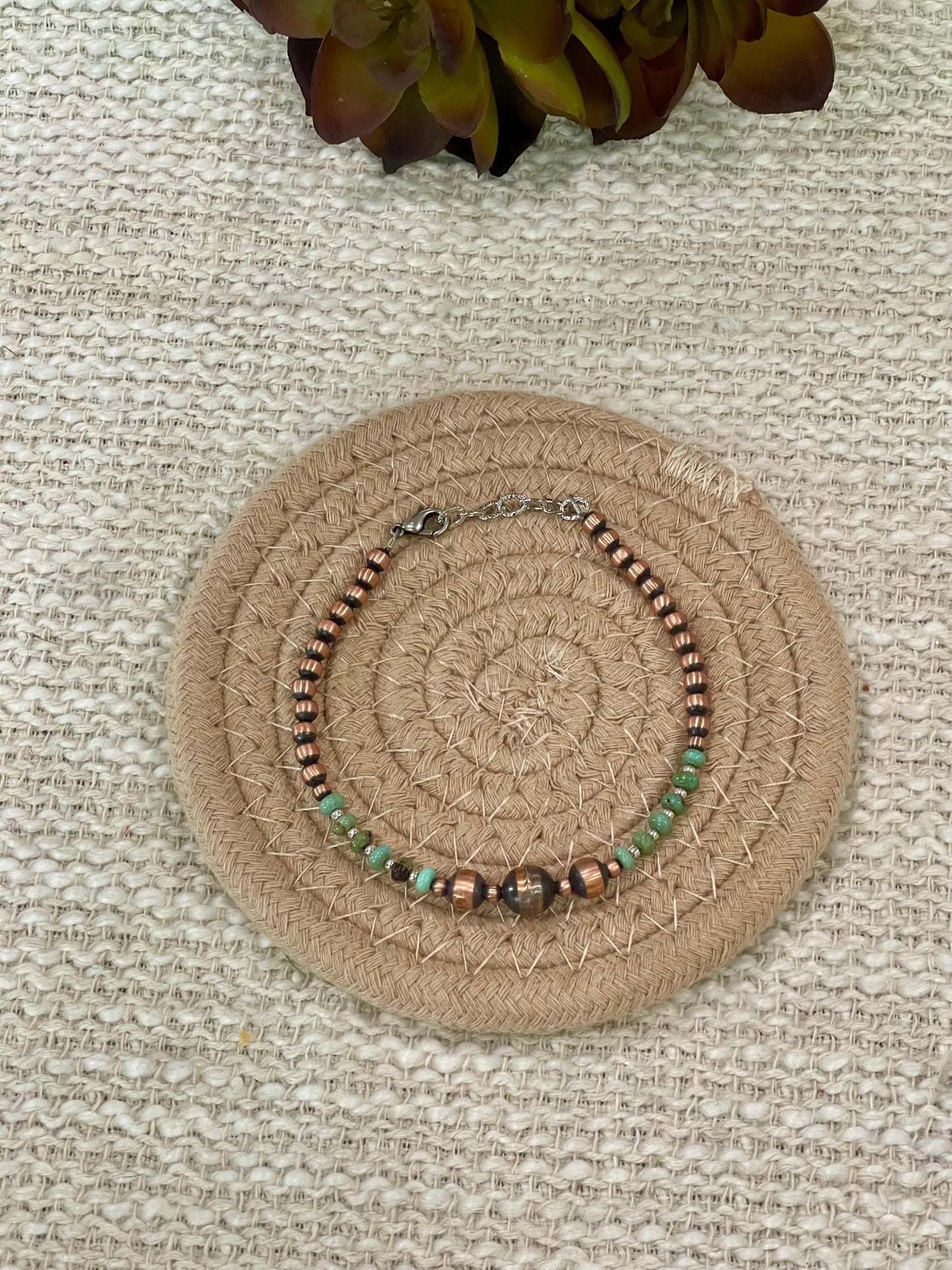 Handmade Copper & Turquoise Beaded Bracelet