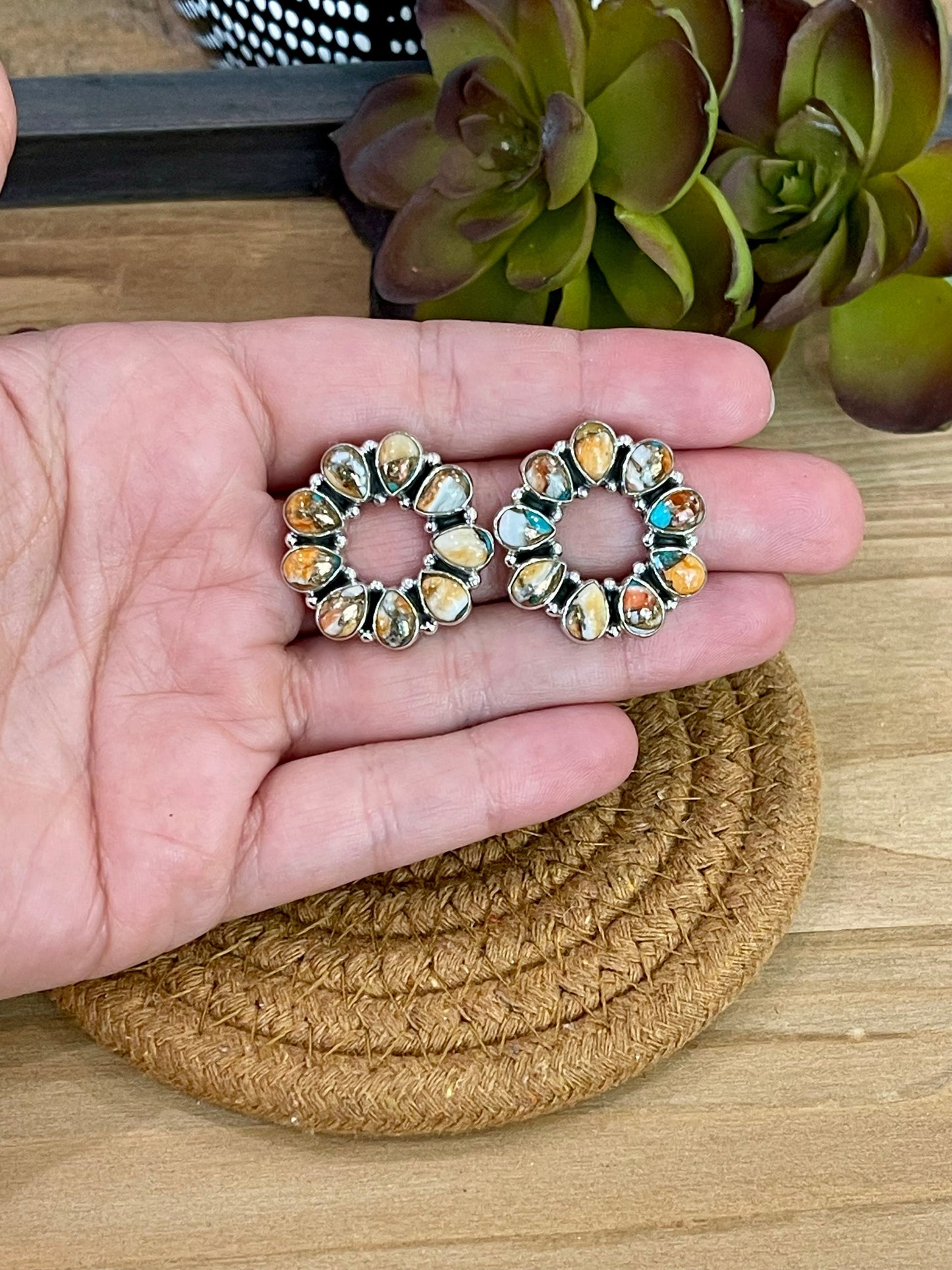 Handmade Spice & Sterling Silver Earrings more orange
