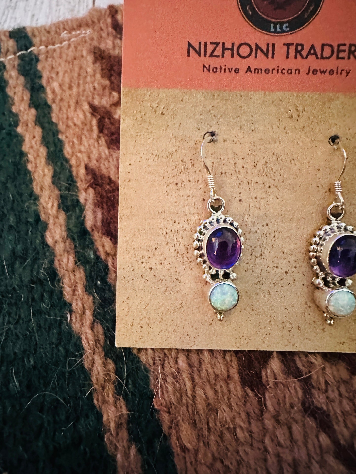 Handcrafted Amethyst, Opal & Sterling Silver Dangle Earrings