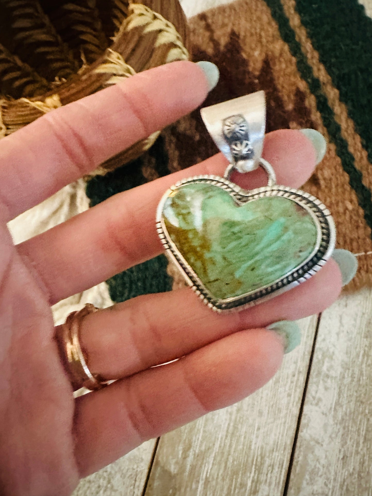 Handmade Turquoise & Sterling Silver Heart Pendant