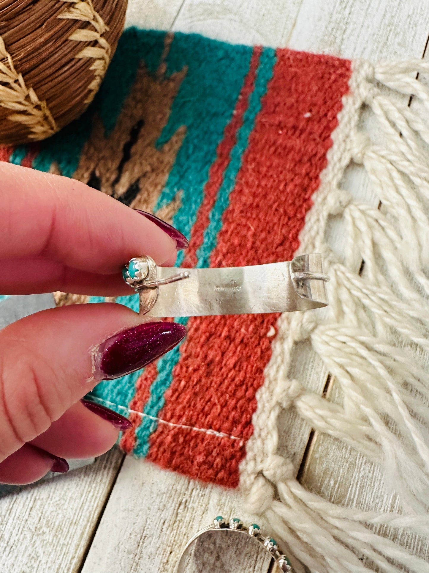 Handcrafted Turquoise & Sterling Silver Hoop Earrings