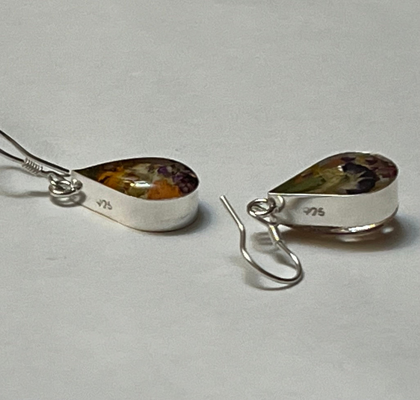 Primavera Small Teardrop Sterling Silver Earrings on Hook