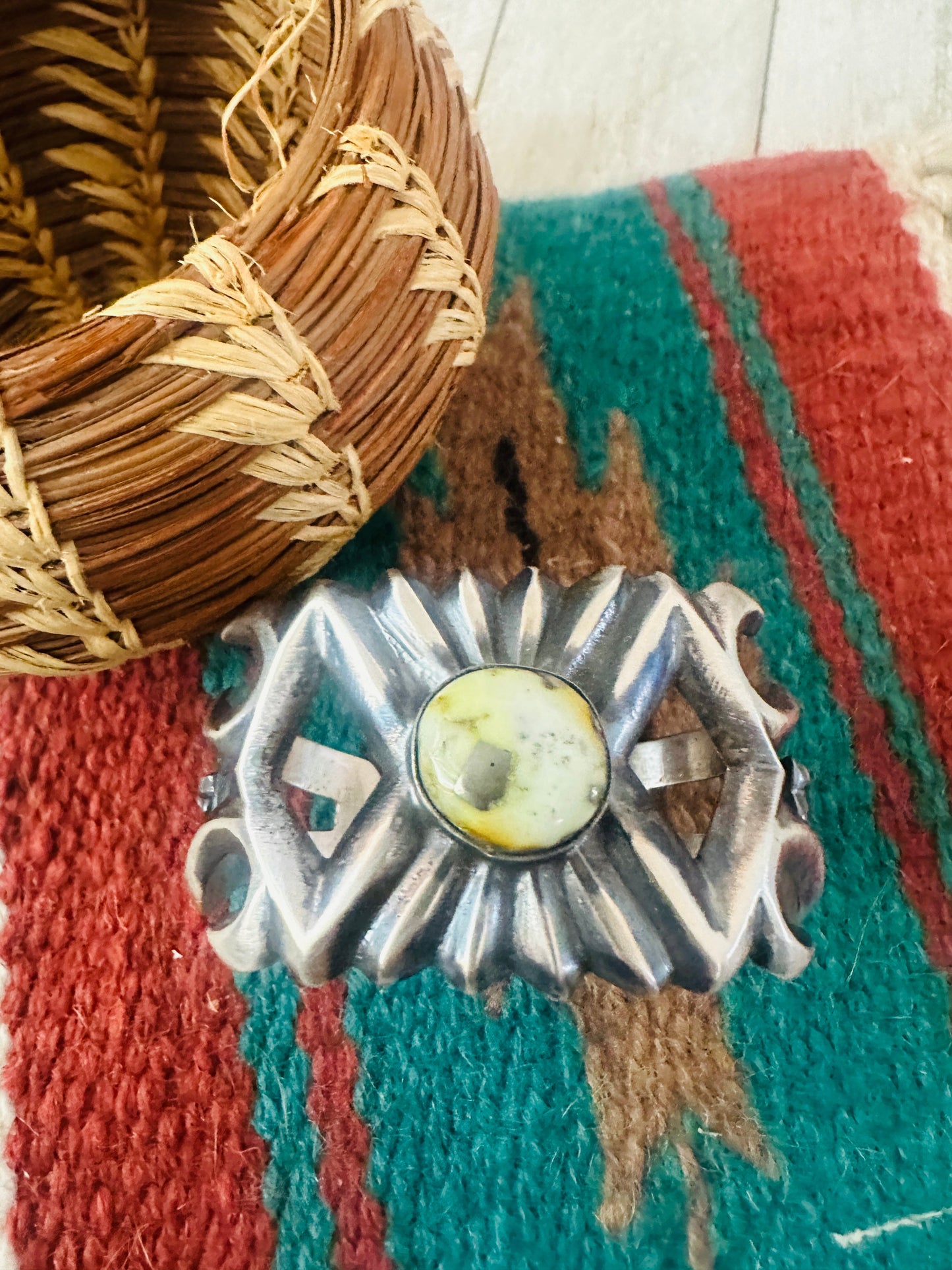 Handcrafted Old Pawn Sterling Silver & Palomino Turquoise Cuff Bracelet by Chimney Butte