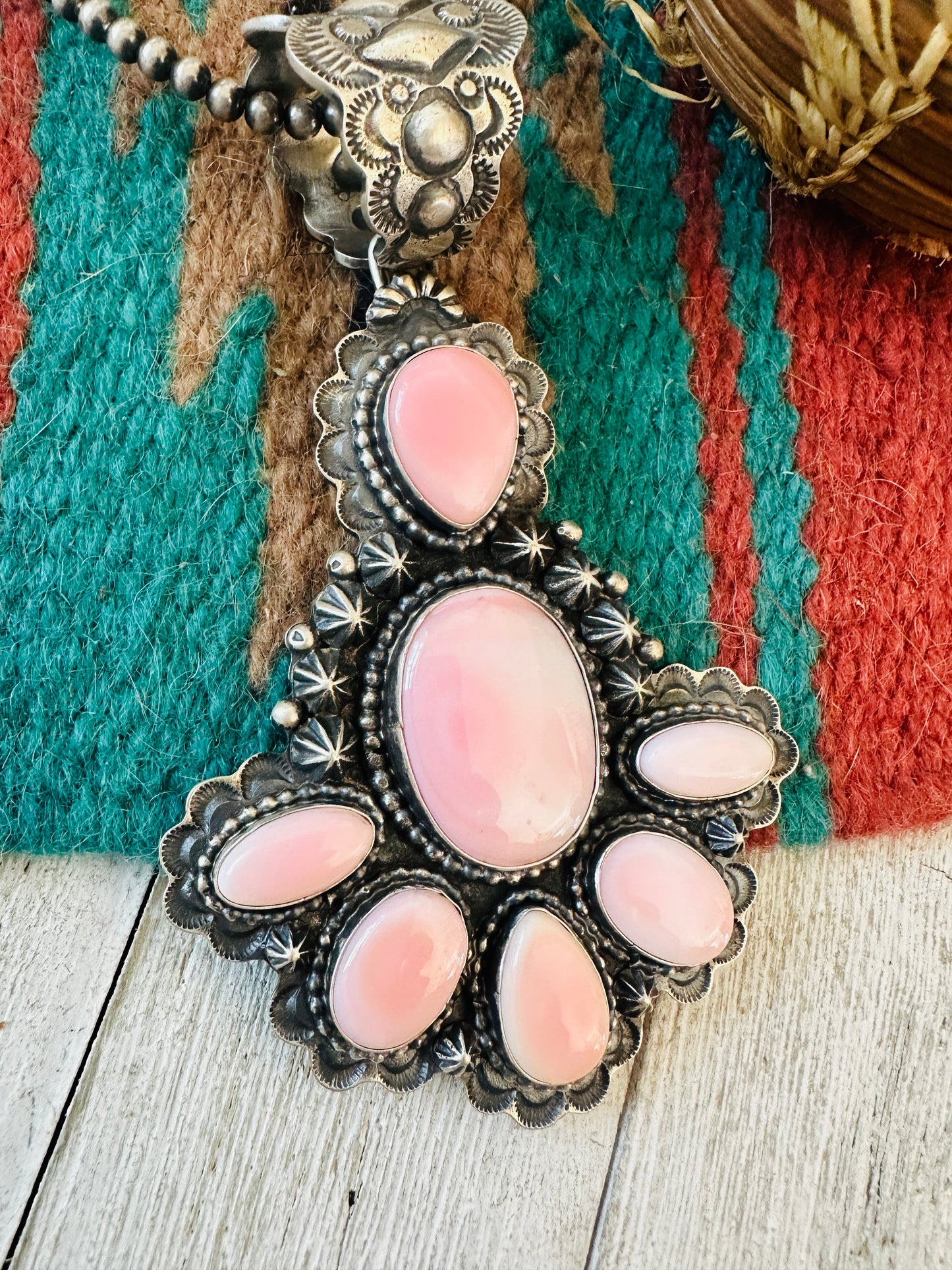 Handcrafted Sterling Silver & Queen Pink Conch Pendant by Shawn Cayatineto