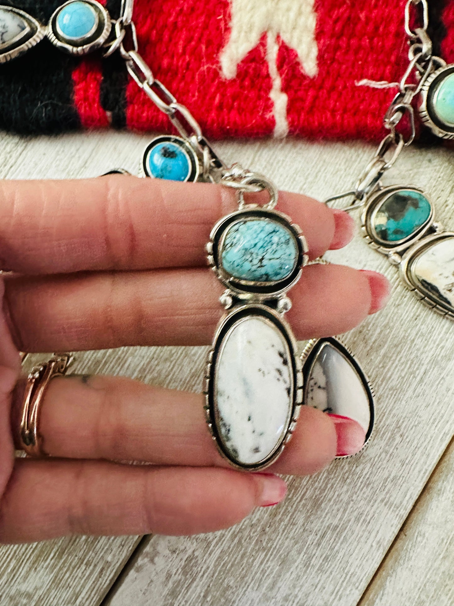 Handcrafted Sterling Silver, Turquoise & White Buffalo Necklace