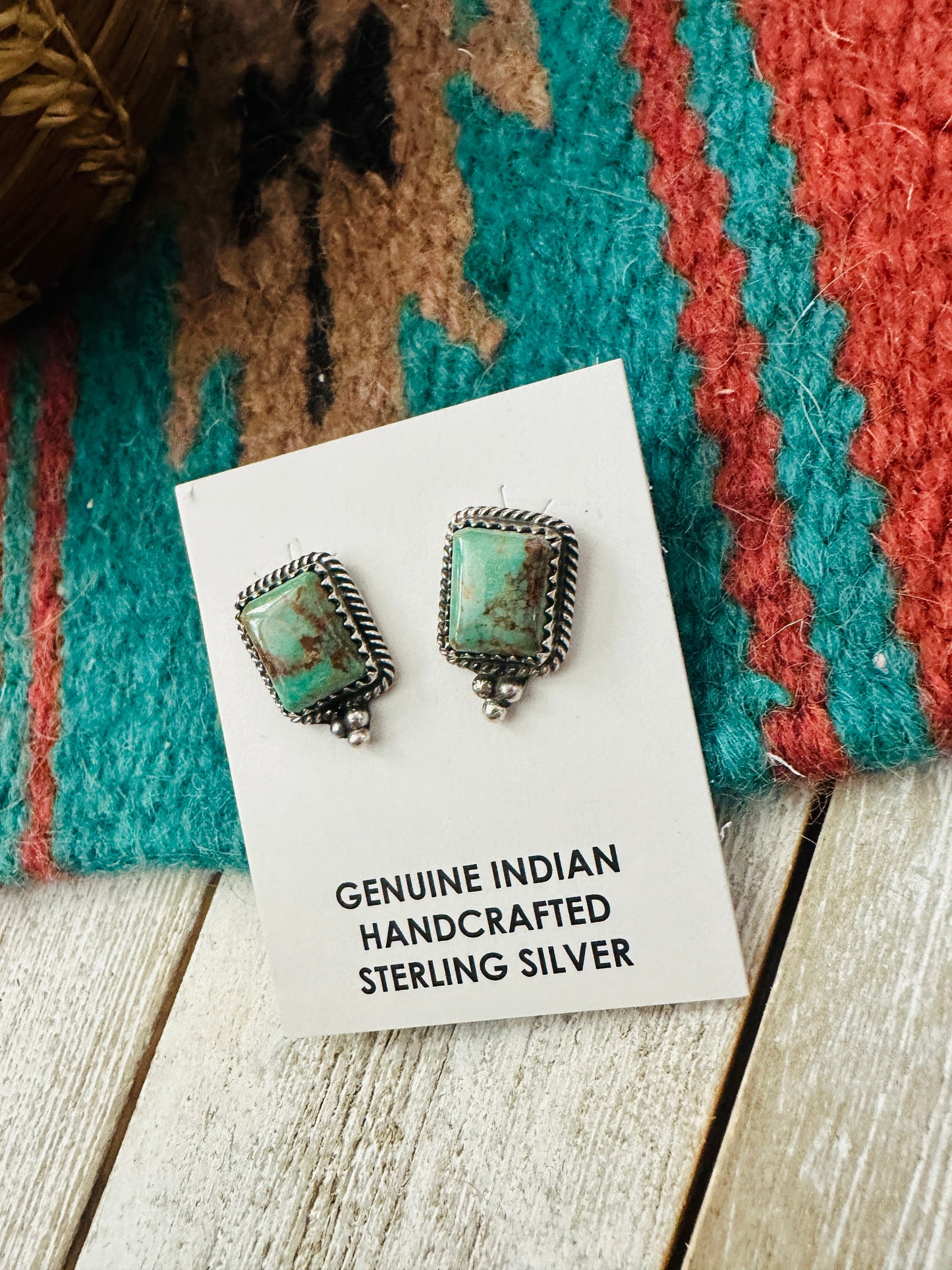 Navajo Sterling Silver & Turquoise Post Earrings