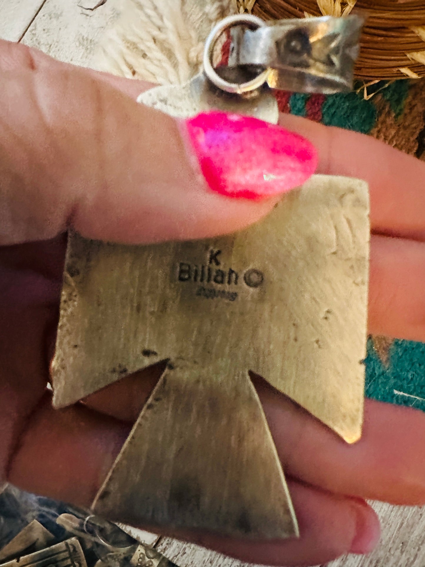 Handcrafted Sterling Silver & Turquoise Thunderbird Pendant by Kevin Billah