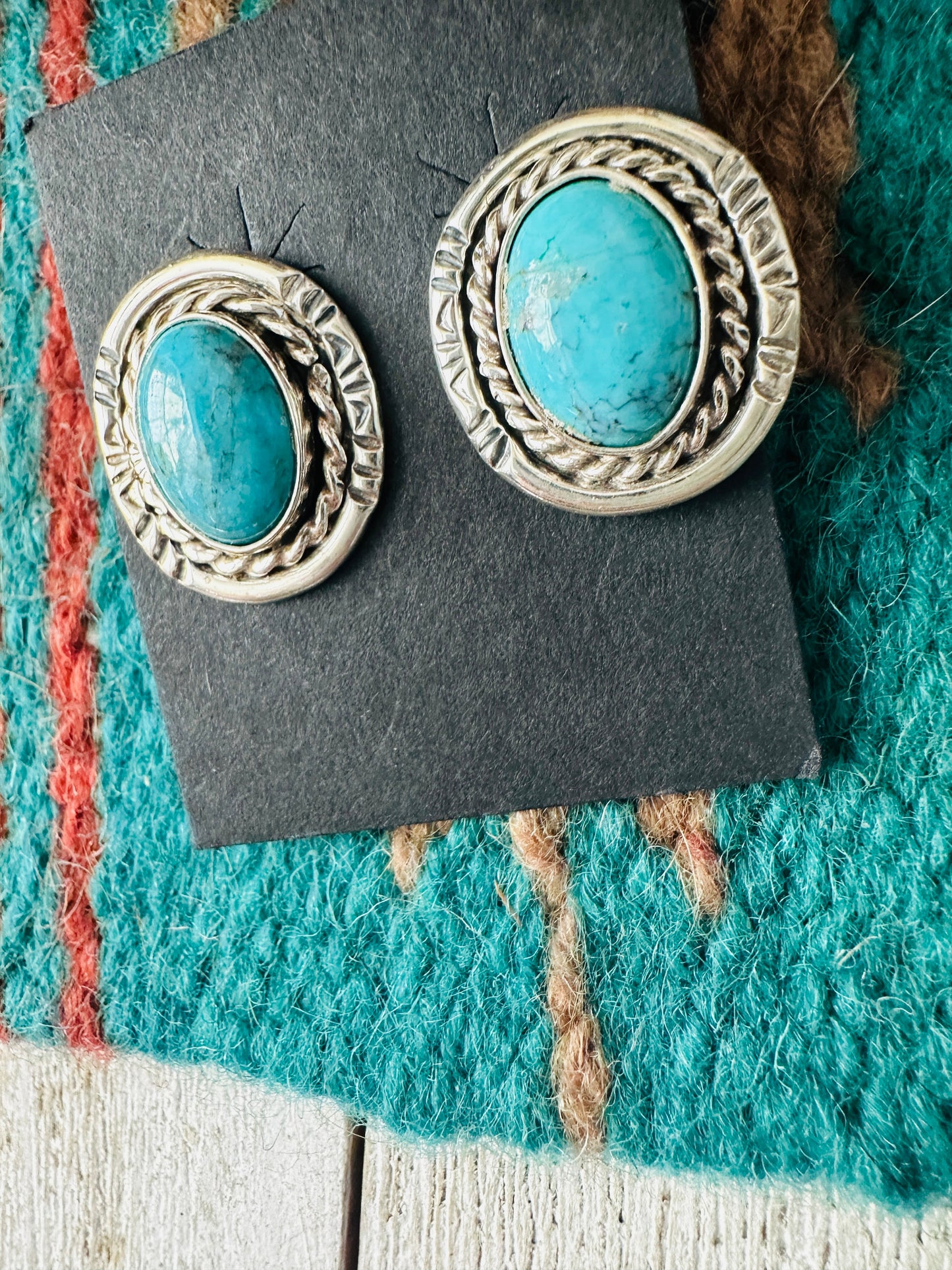 Handcrafted Turquoise & Sterling Silver Post Earrings