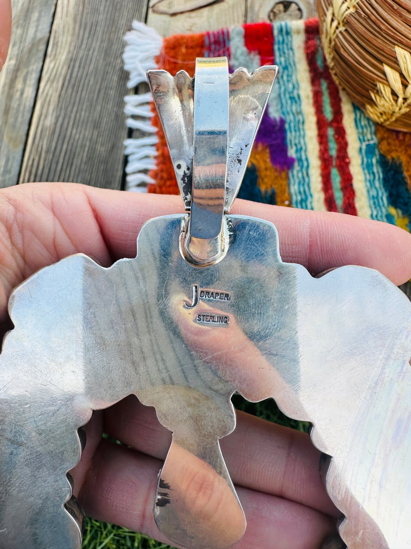 Handcrafted Sterling Silver & Turquoise Jumbo Naja Pendant