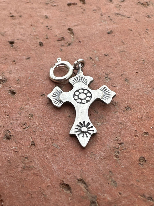 Sterling Silver Handmade Stamped Cross Charm