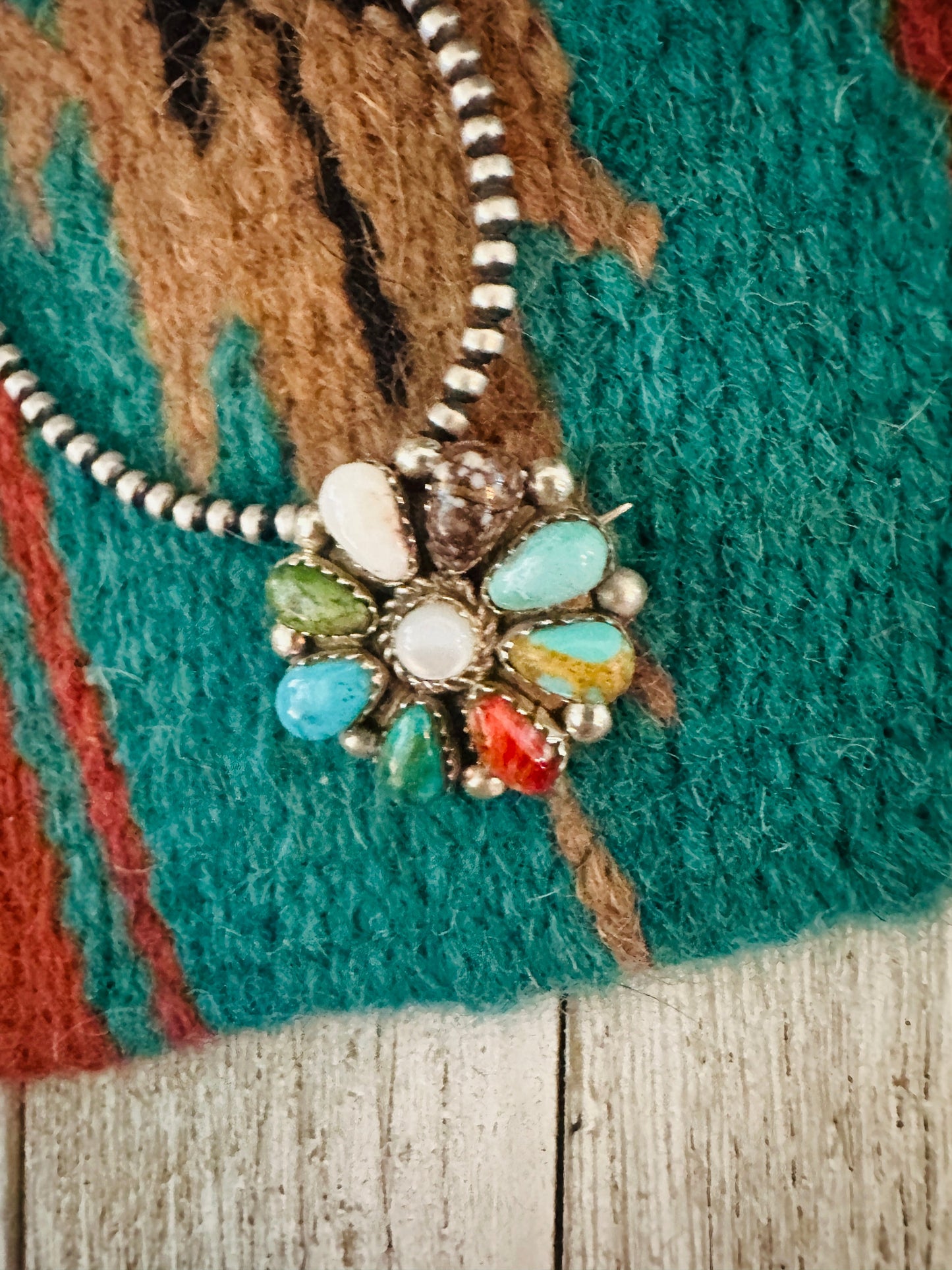 Handcrafted Multi Stone & Sterling Silver Cluster Brooch/ Pendant