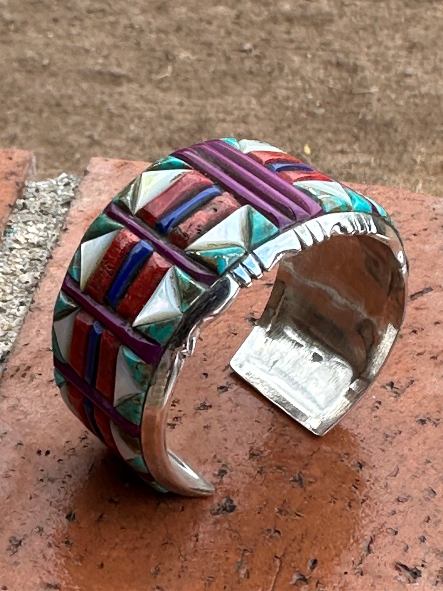 Handmade Sterling Silver Multi Stone Nizhoni Inlay Cuff