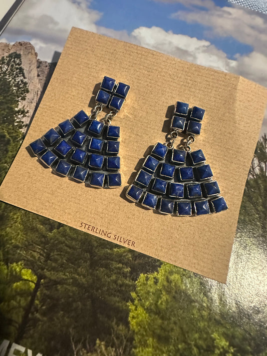 Beautiful Handmade Lapis Dangle Earrings By Dan Dodson