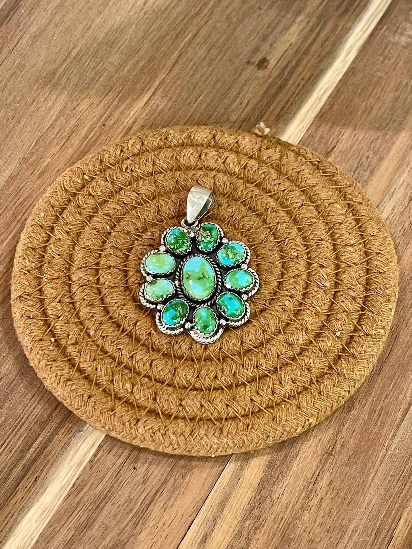 Handmade Sterling Silver & Sonoran Mountain Turquoise Cluster Pendant