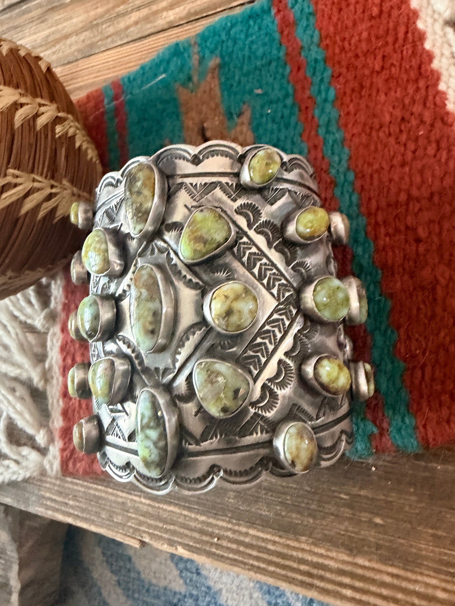 Handcrafted Palomino Turquoise & Sterling Silver Cuff Bracelet by Leroy James