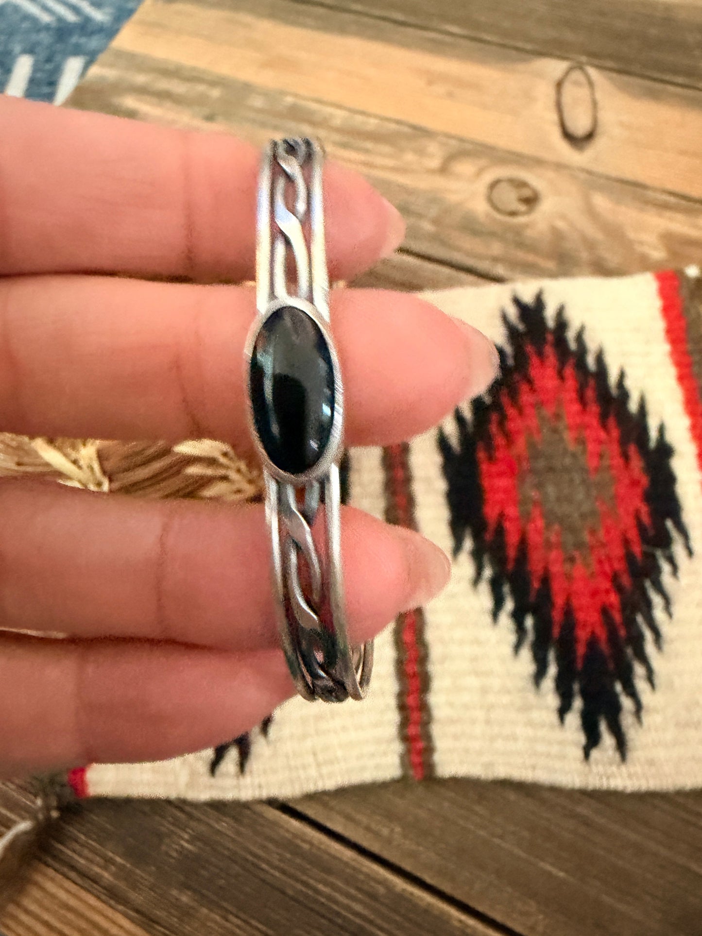 Handcrafted Black Onyx & Sterling Silver Cuff Bracelet
