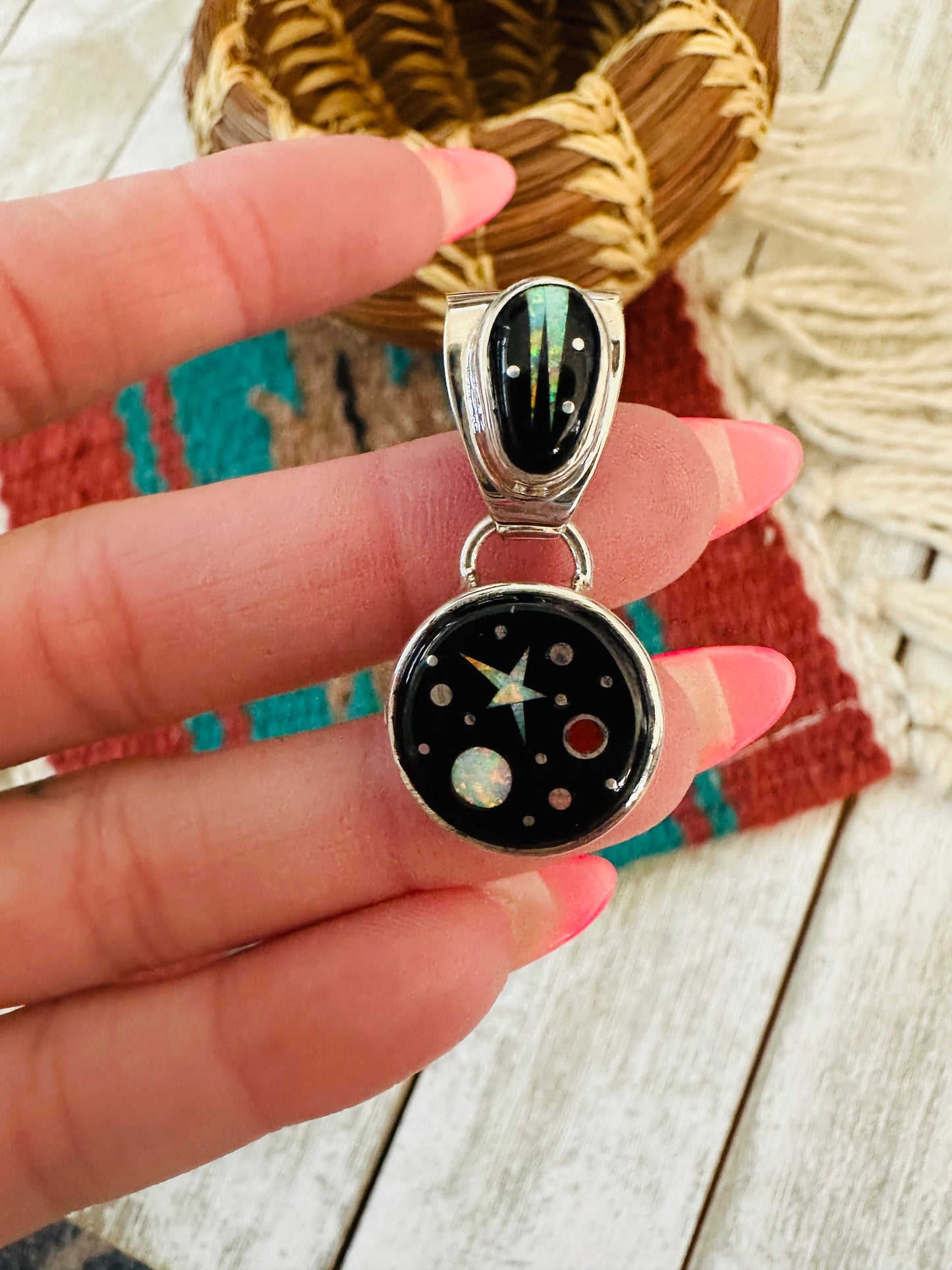 Handcrafted Multi Stone & Sterling Silver Starry Night Pendant by Matthew Jack